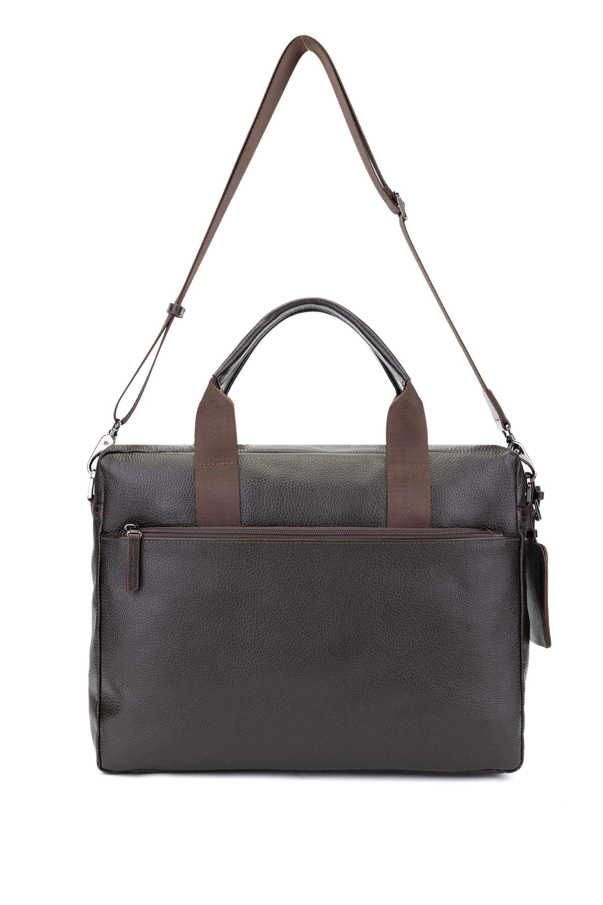 Tamer Tanca Erkek Hakiki Deri Kahverengi Floter Evrak Çantası