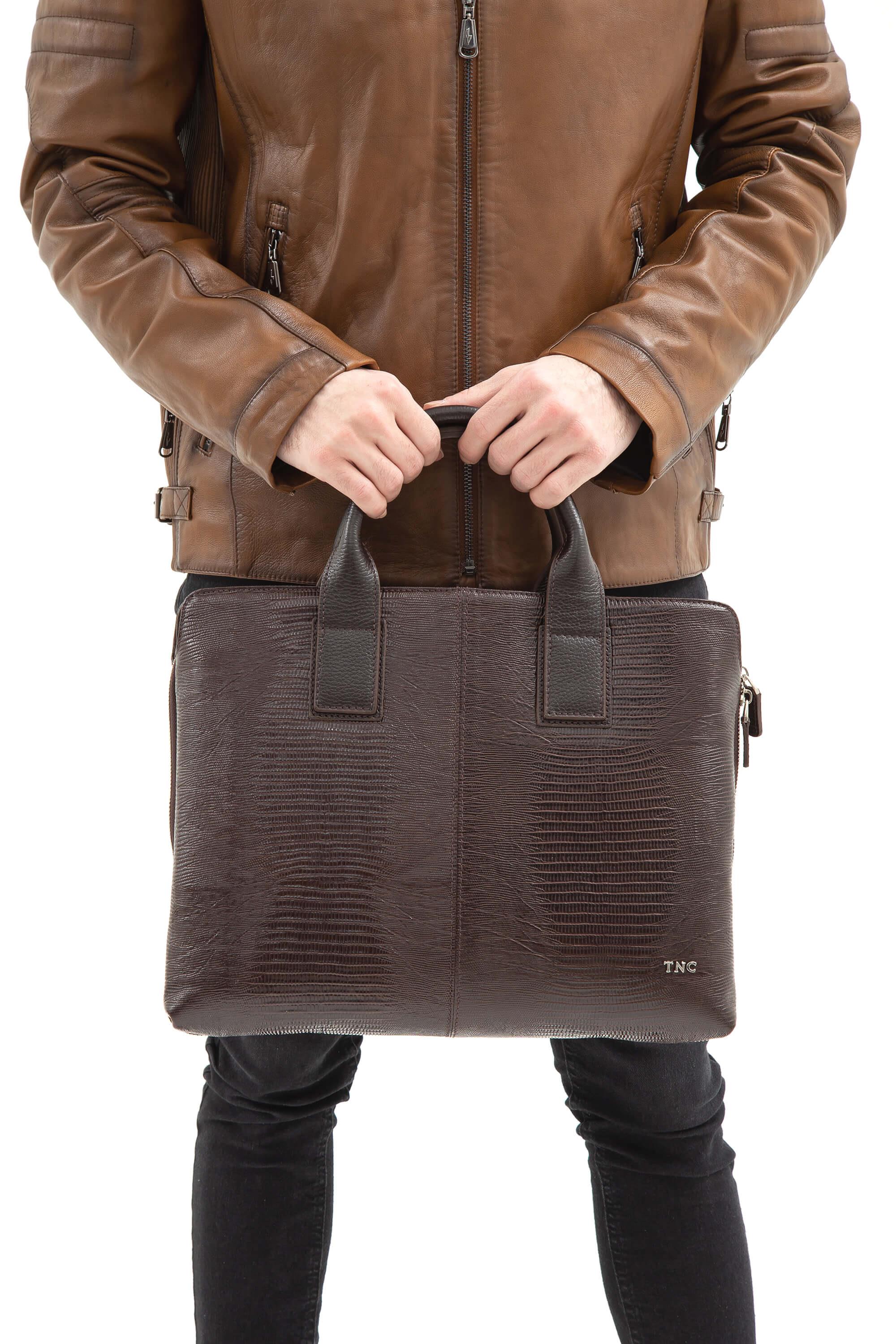 Tamer Tanca Erkek Hakiki Deri Kahverengi Evrak Çantası