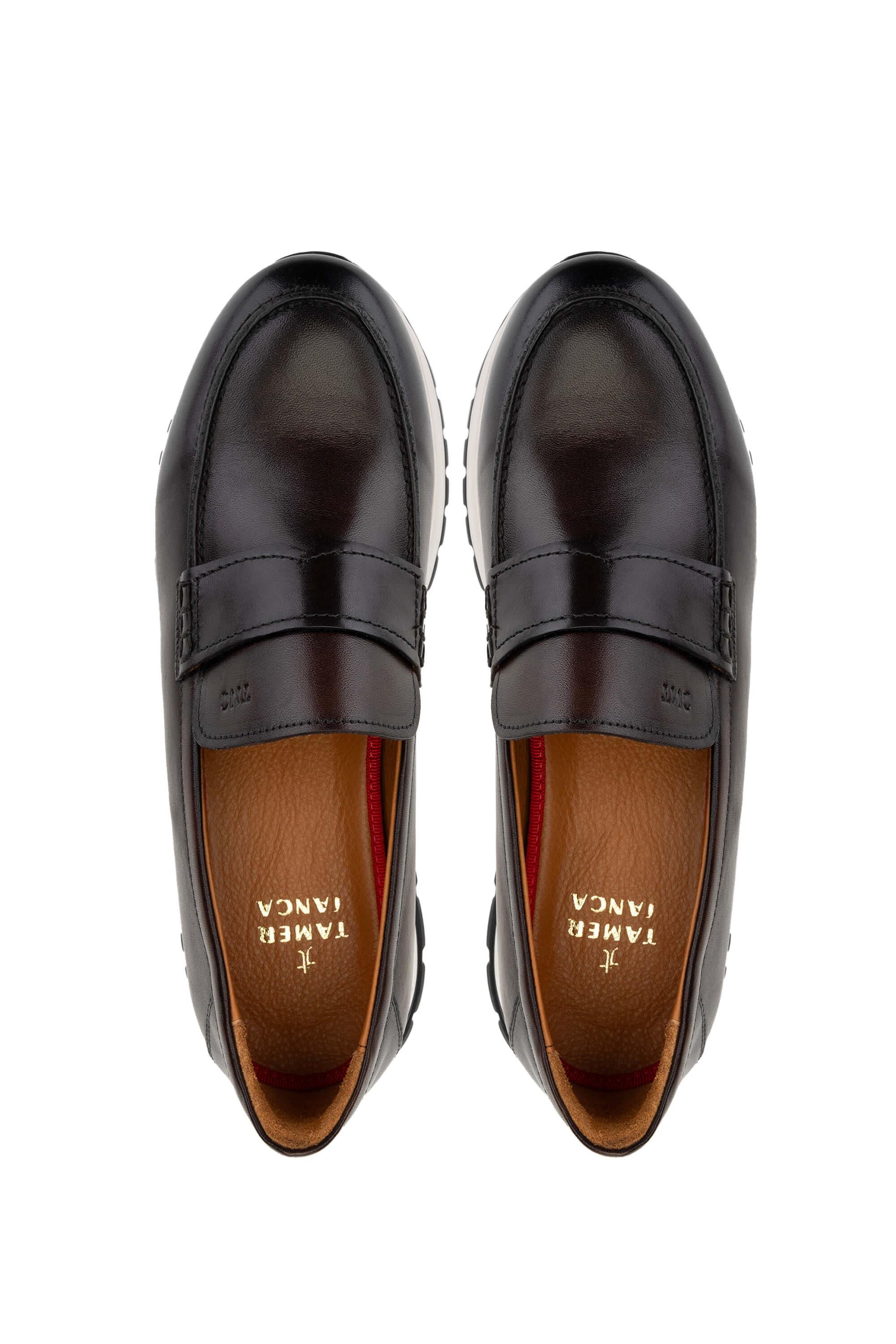 Tamer Tanca Erkek Hakiki Deri Kahverengi Loafer Ayakkabı