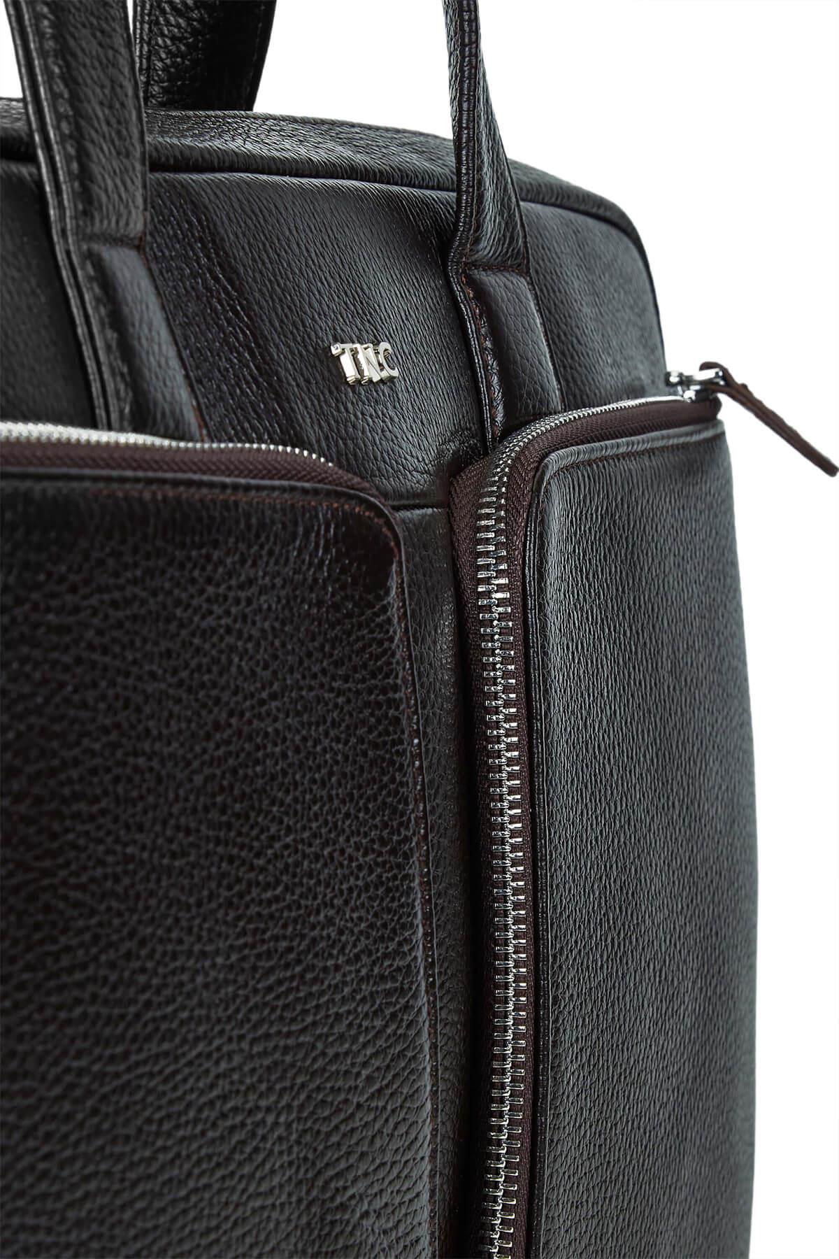 Tamer Tanca Erkek Hakiki Deri Kahverengi Evrak Çantası