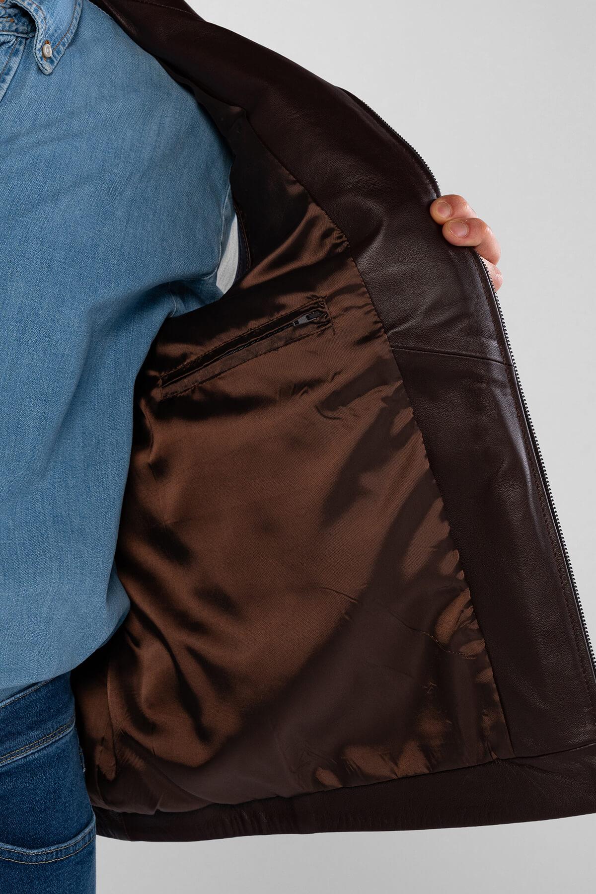 Tamer Tanca Erkek Hakiki Deri Kahverengi Yelek Deri Mont