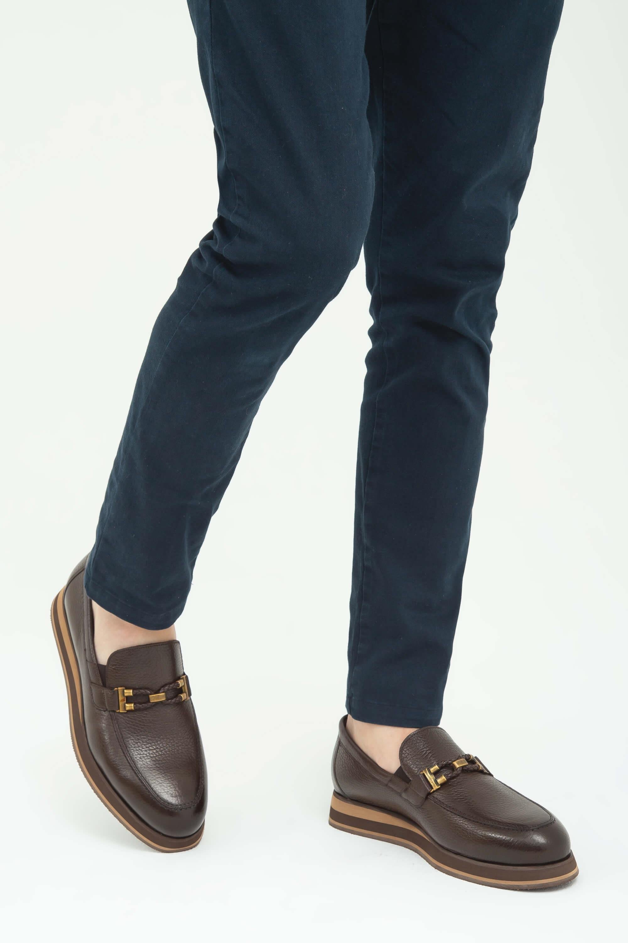 Tamer Tanca Erkek Hakiki Deri Kahverengi Loafer Ayakkabı