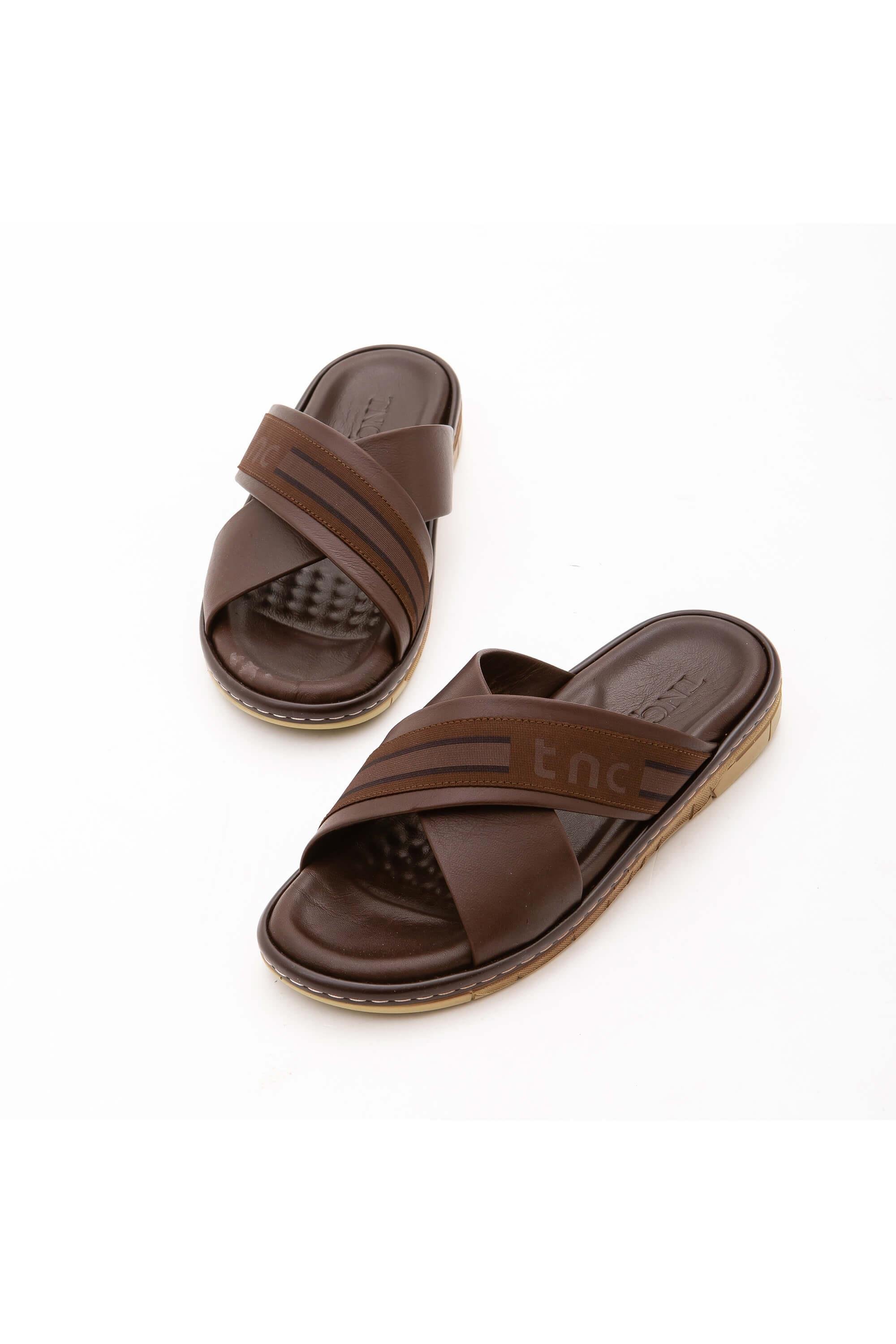 Tamer Tanca Erkek Hakiki Deri Kahverengi Günlük Terlik