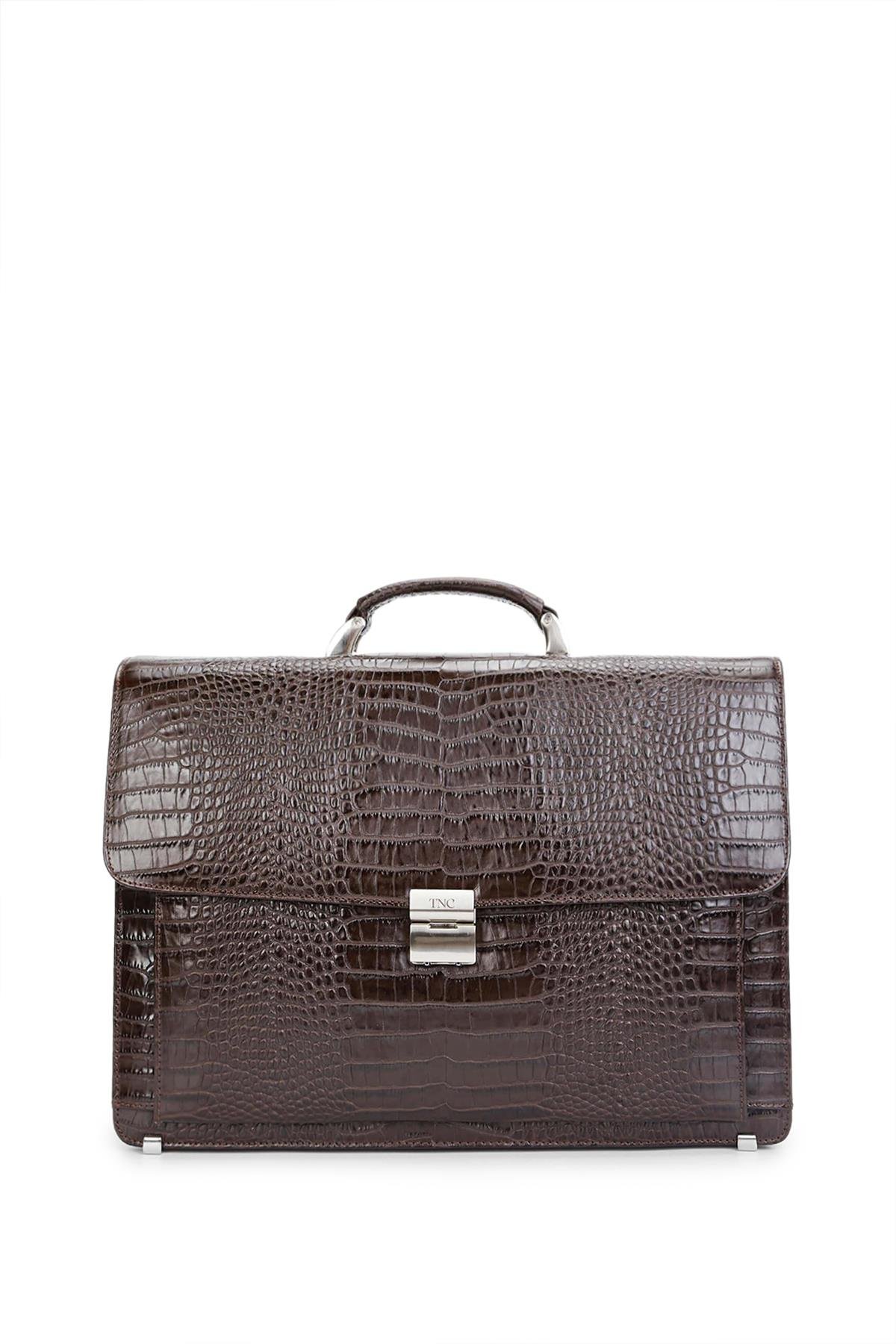 Tamer Tanca Erkek Hakiki Deri Kahverengi Evrak Çantası