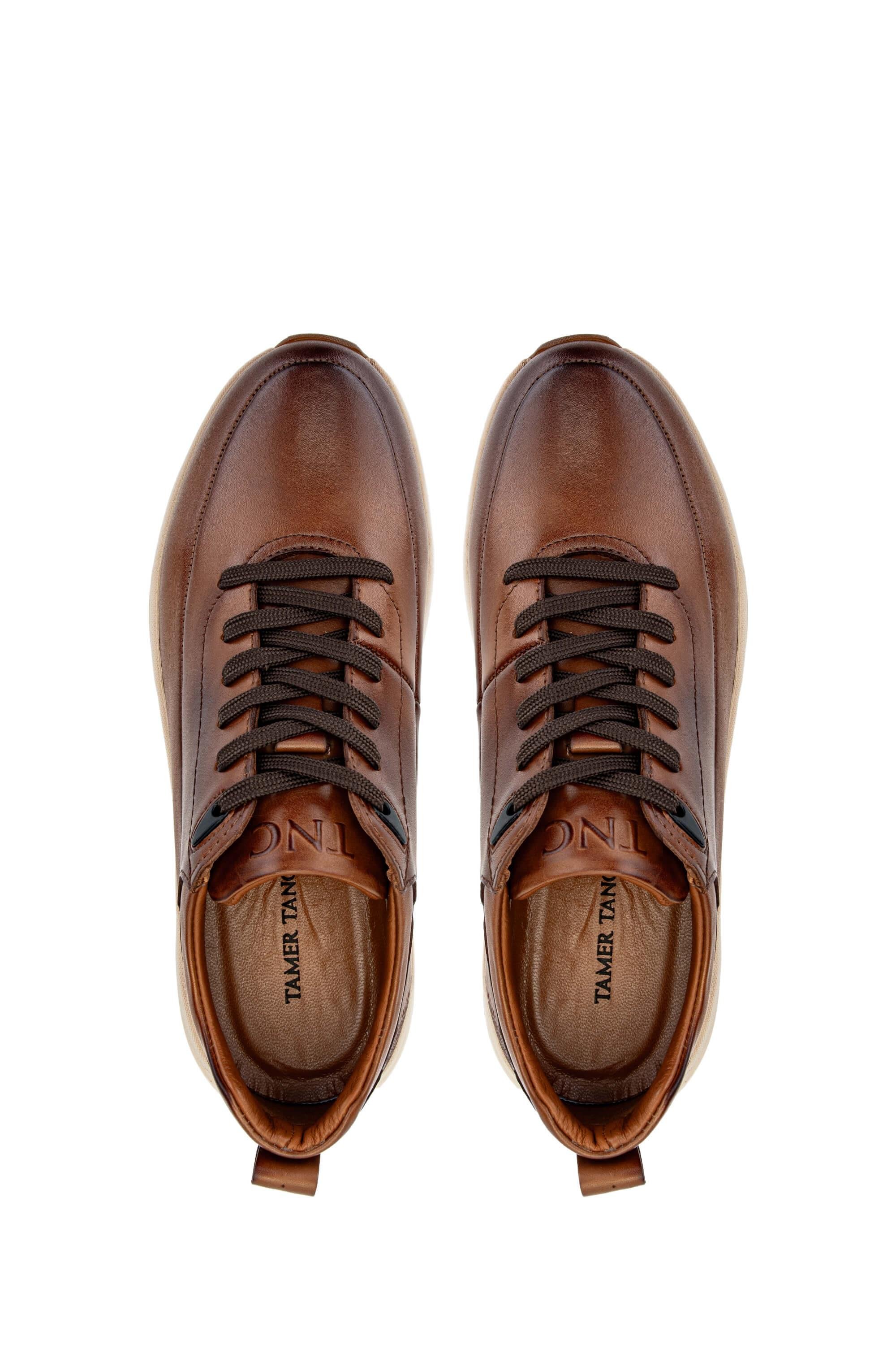 Tamer Tanca Erkek Hakiki Deri Kahverengi Sneakers & Spor Ayakkabı