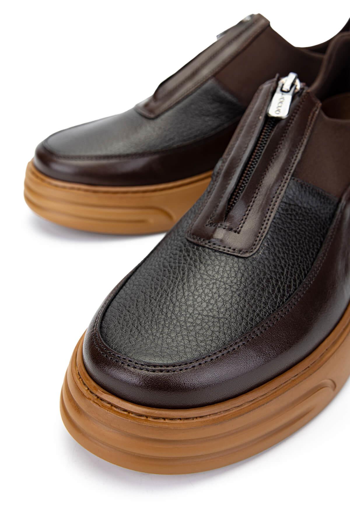 Tamer Tanca Erkek Hakiki Deri Kahverengi Casual Ayakkabı