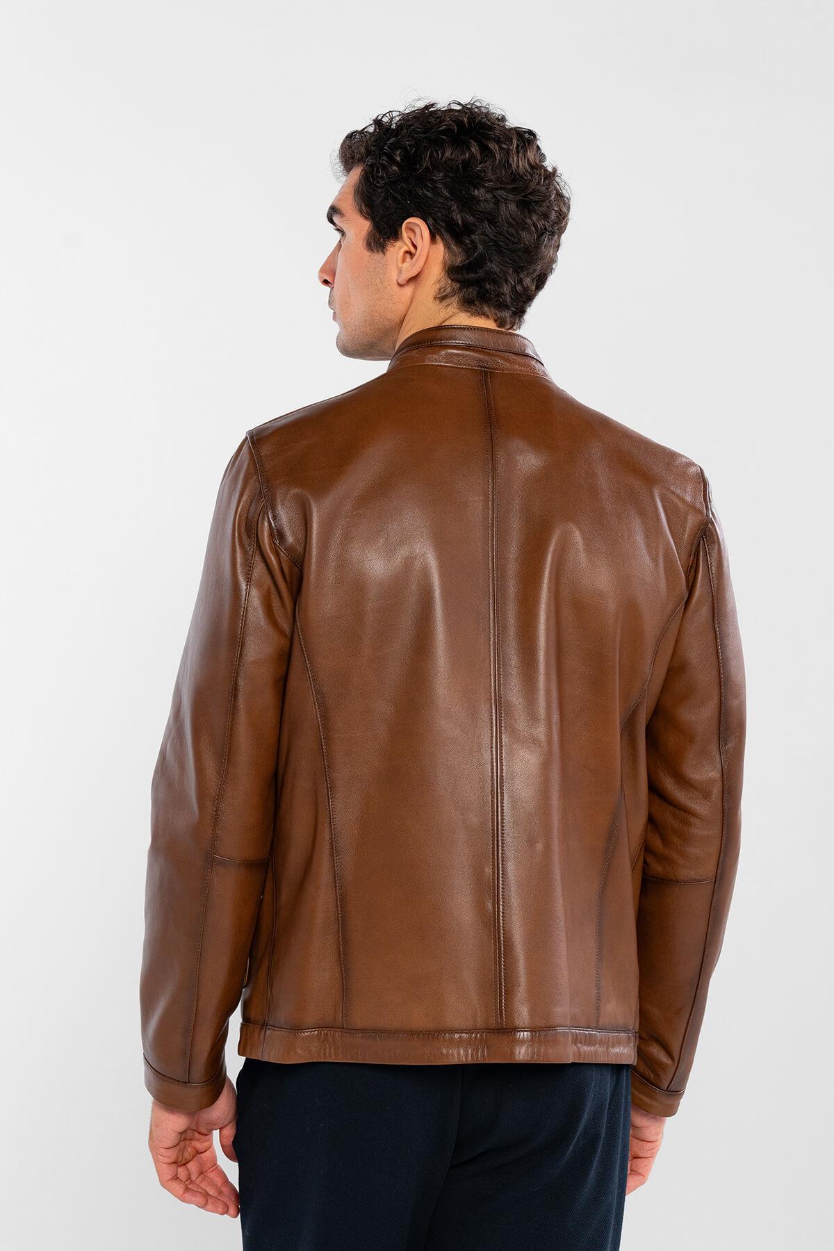 Tamer Tanca Erkek Hakiki Deri Kestane Deri Mont