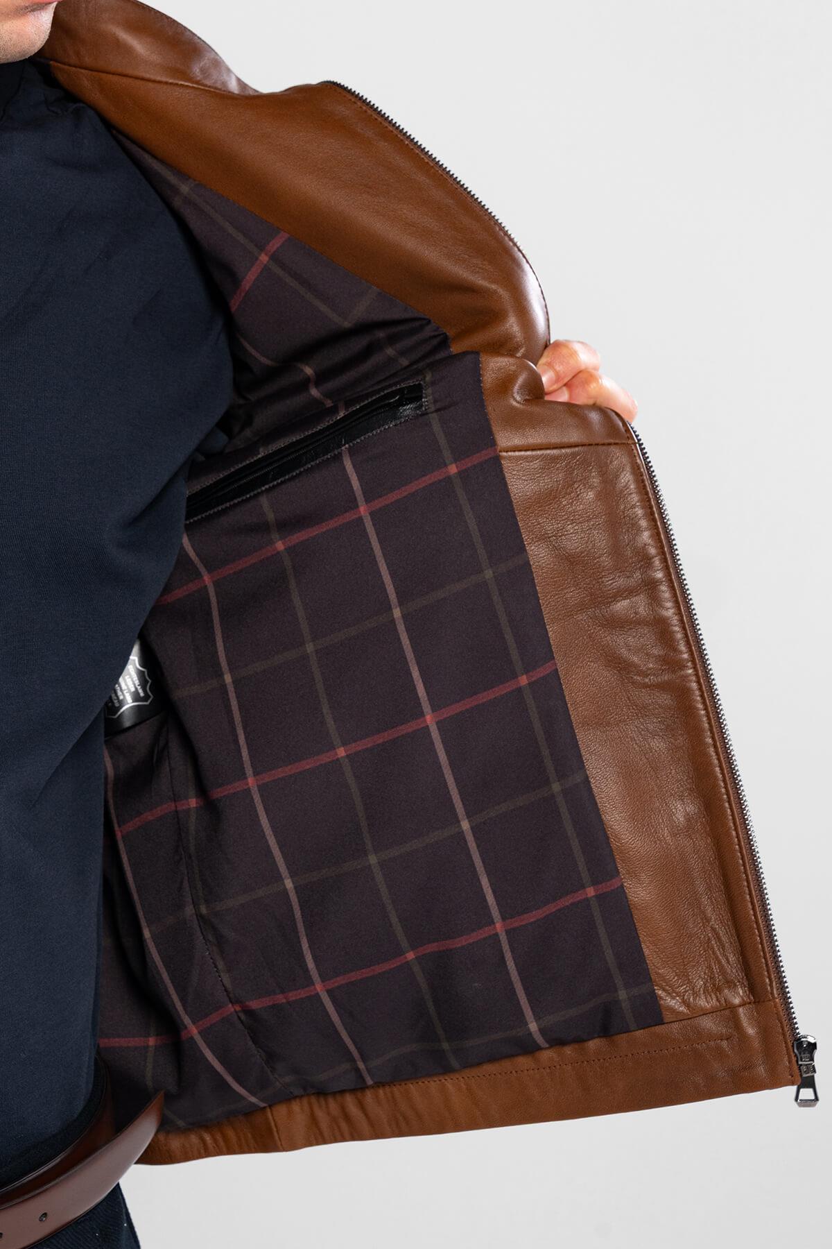 Tamer Tanca Erkek Hakiki Deri Kestane Deri Mont