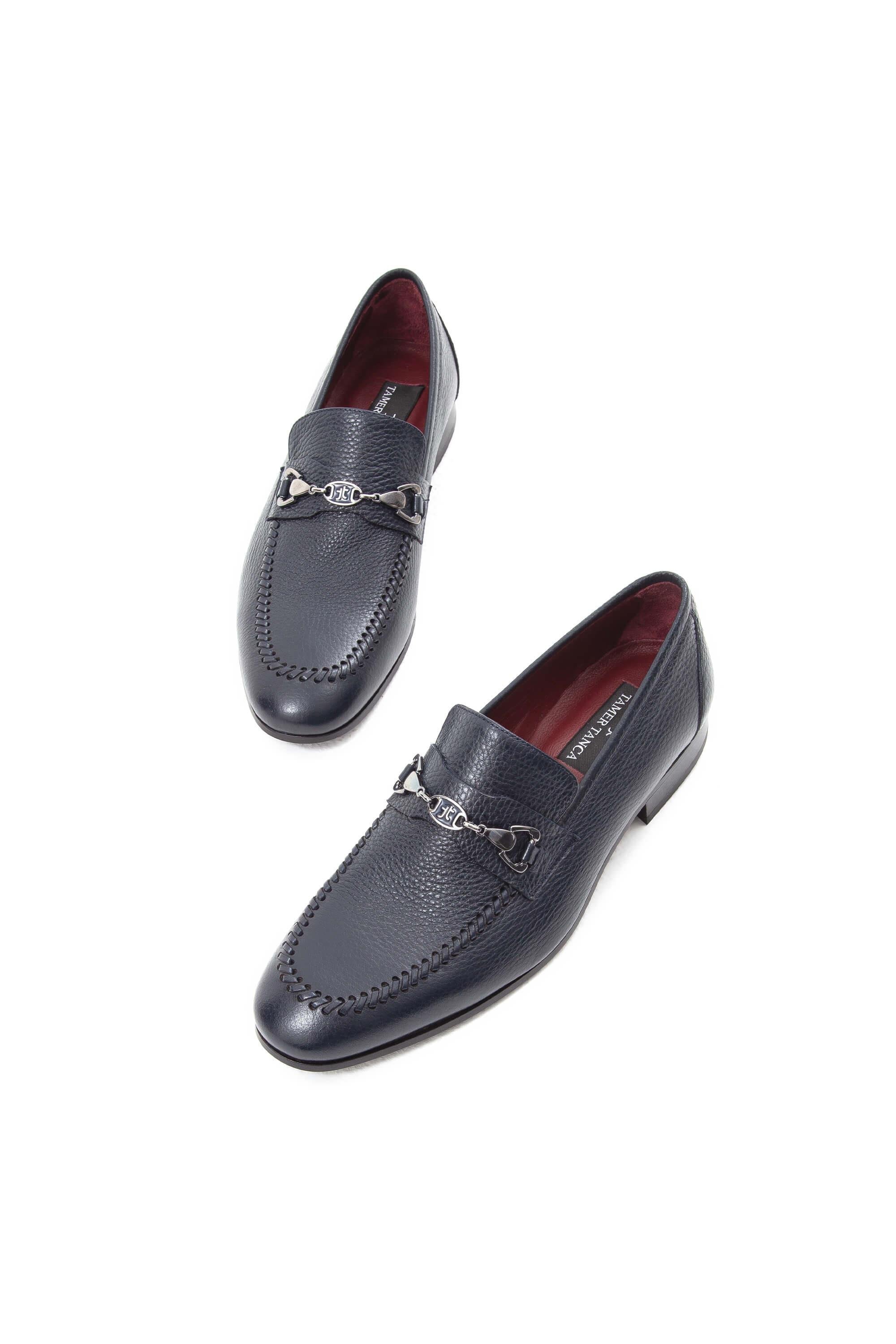 Tamer Tanca Erkek Hakiki Deri Lacivert Makosen Ayakkabı