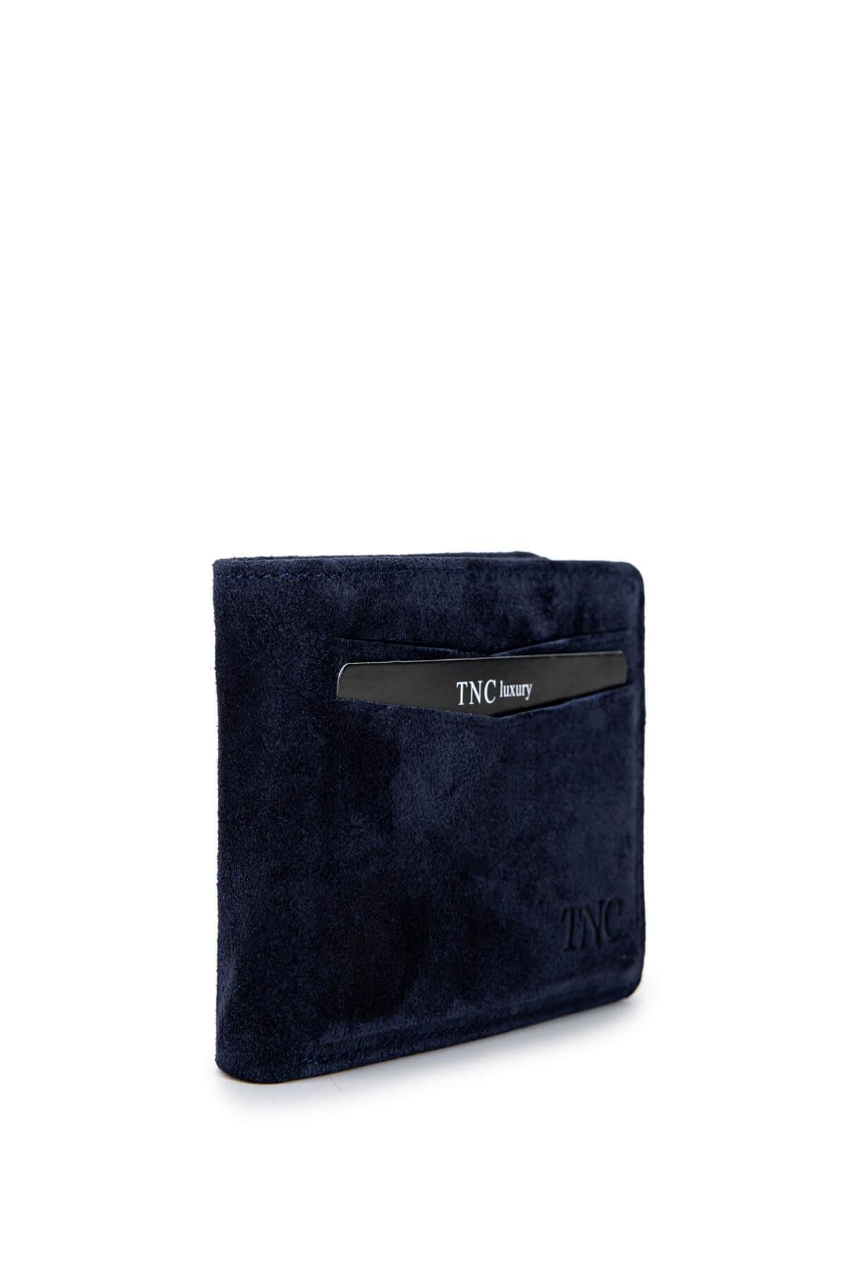 Tamer Tanca Erkek Hakiki Deri Lacivert Nubuk Cüzdan Cuzdan