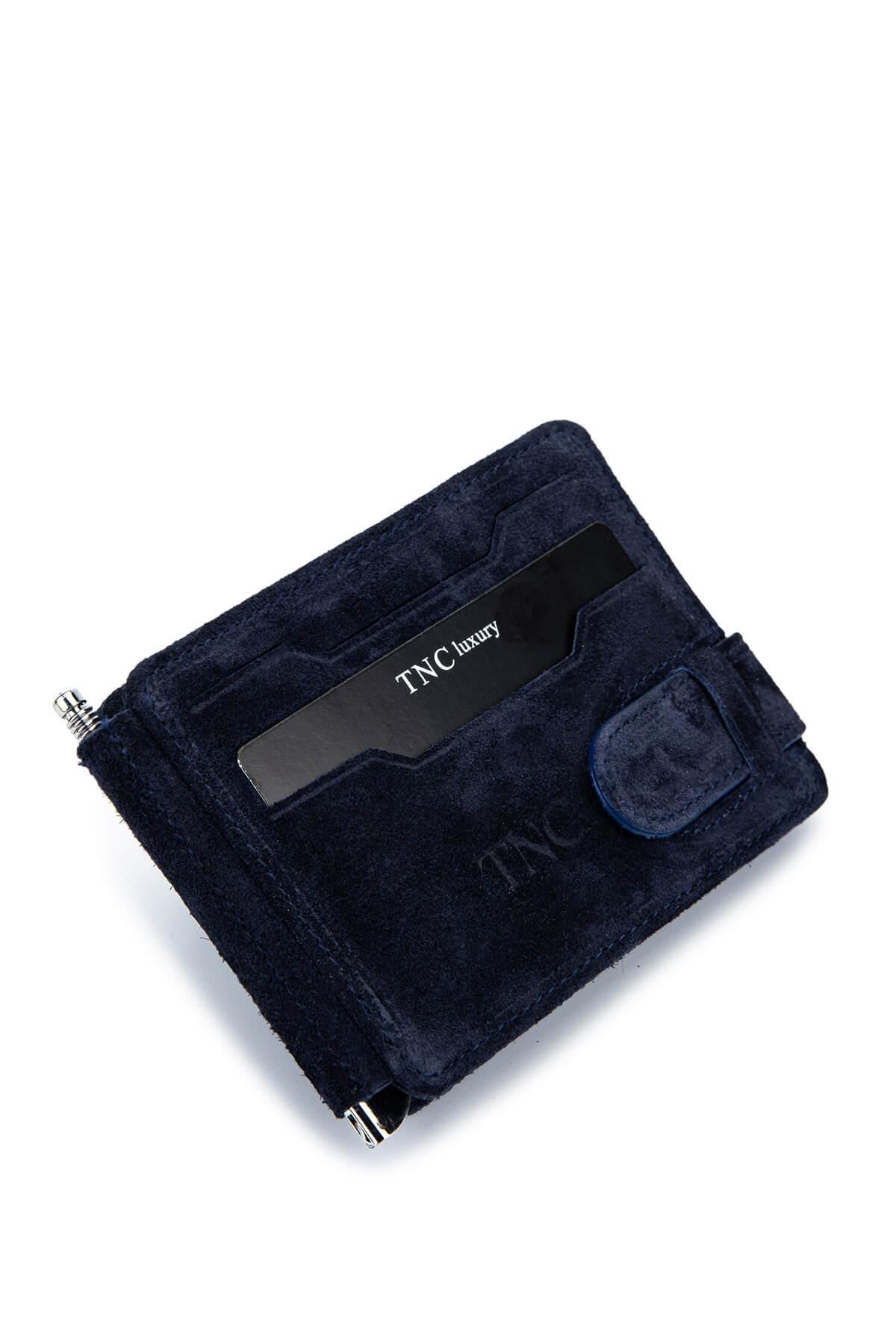 Tamer Tanca Erkek Hakiki Deri Lacivert Nubuk Kartlık