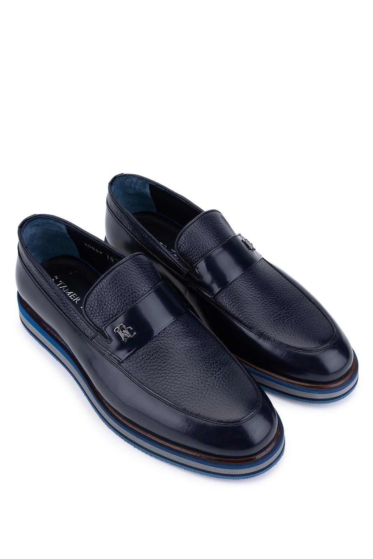 Tamer Tanca Erkek Hakiki Deri Lacivert Açma Casual Ayakkabı