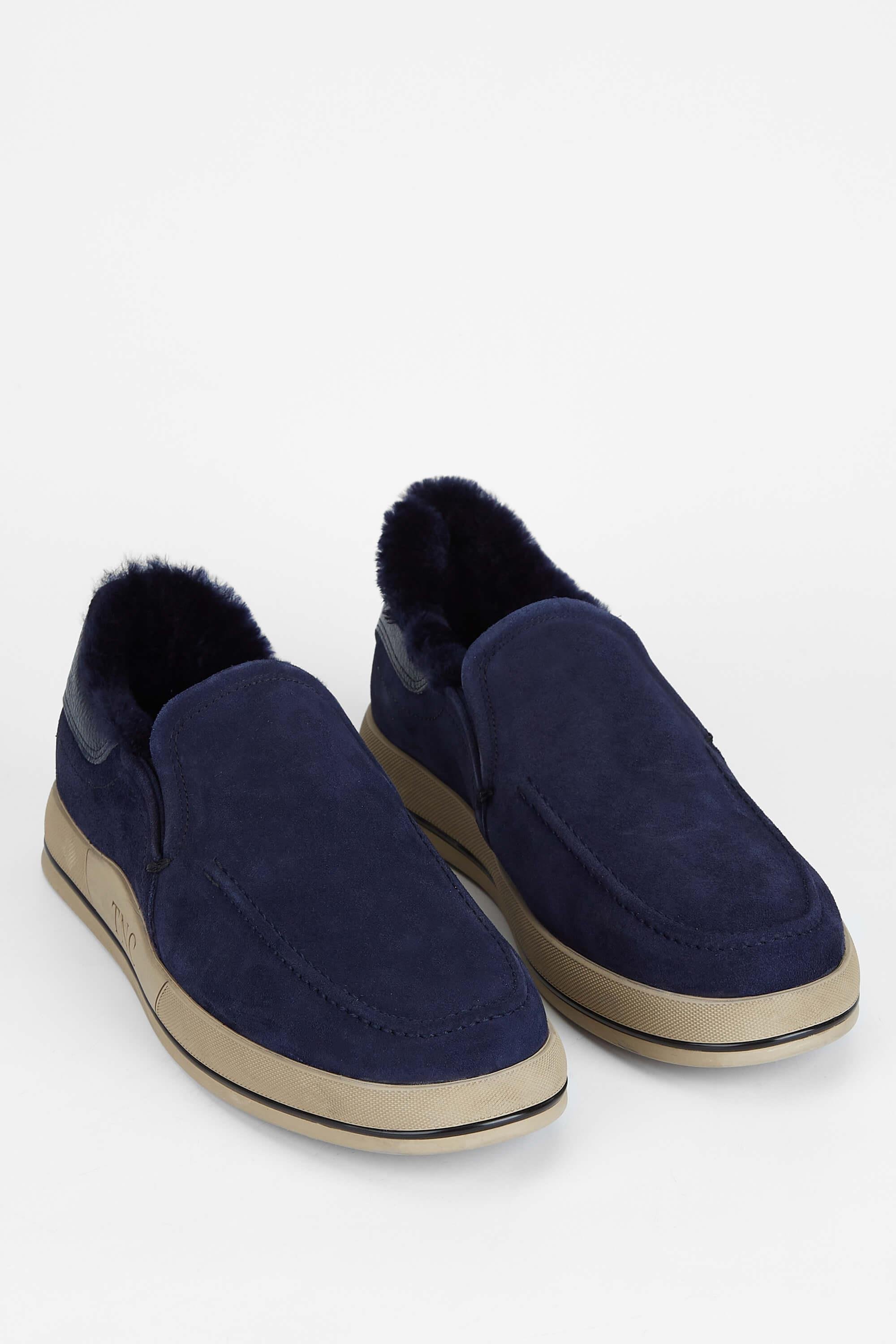 Tamer Tanca Erkek Hakiki Deri Lacivert Süet Casual Ayakkabı