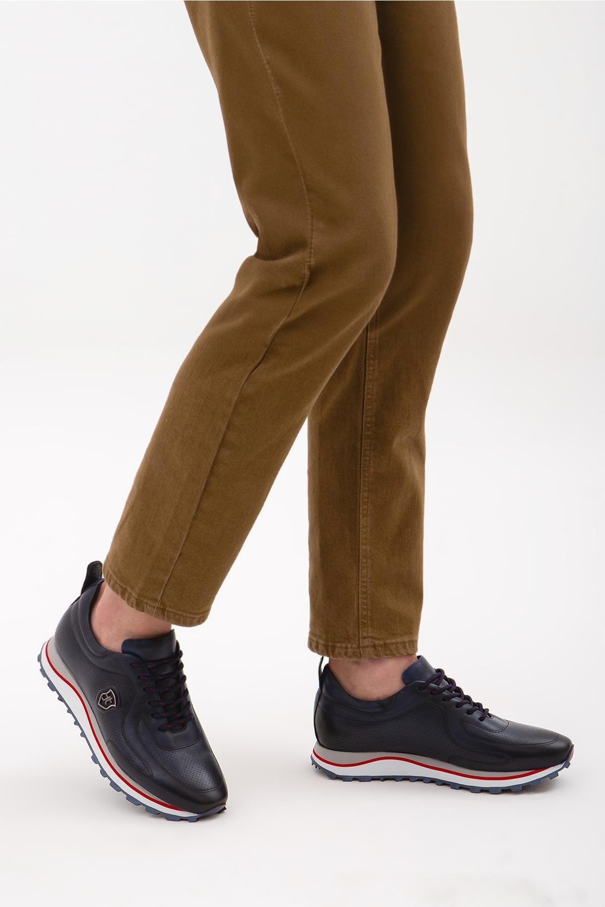 Tamer Tanca Erkek Hakiki Deri Lacivert Casual Ayakkabı