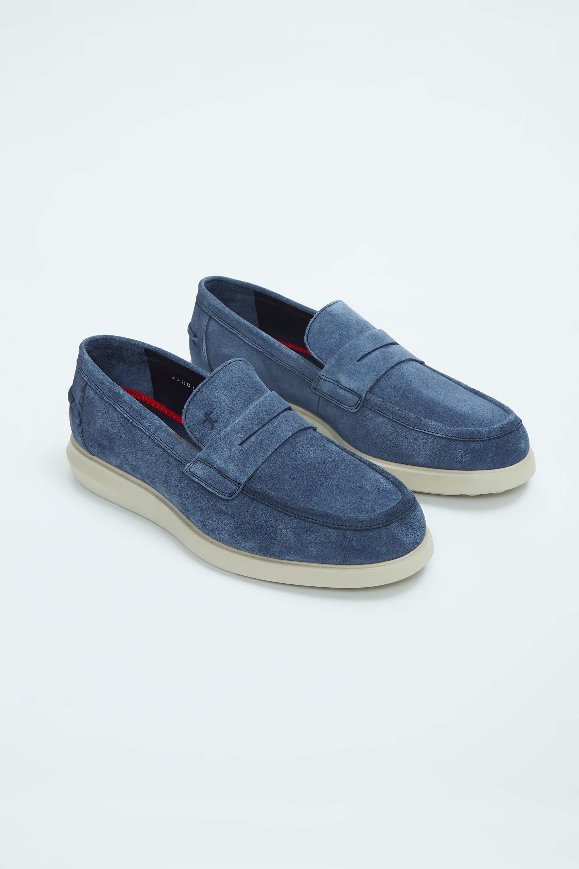 Tamer Tanca Erkek Hakiki Deri Lacivert Süet Loafer Ayakkabı