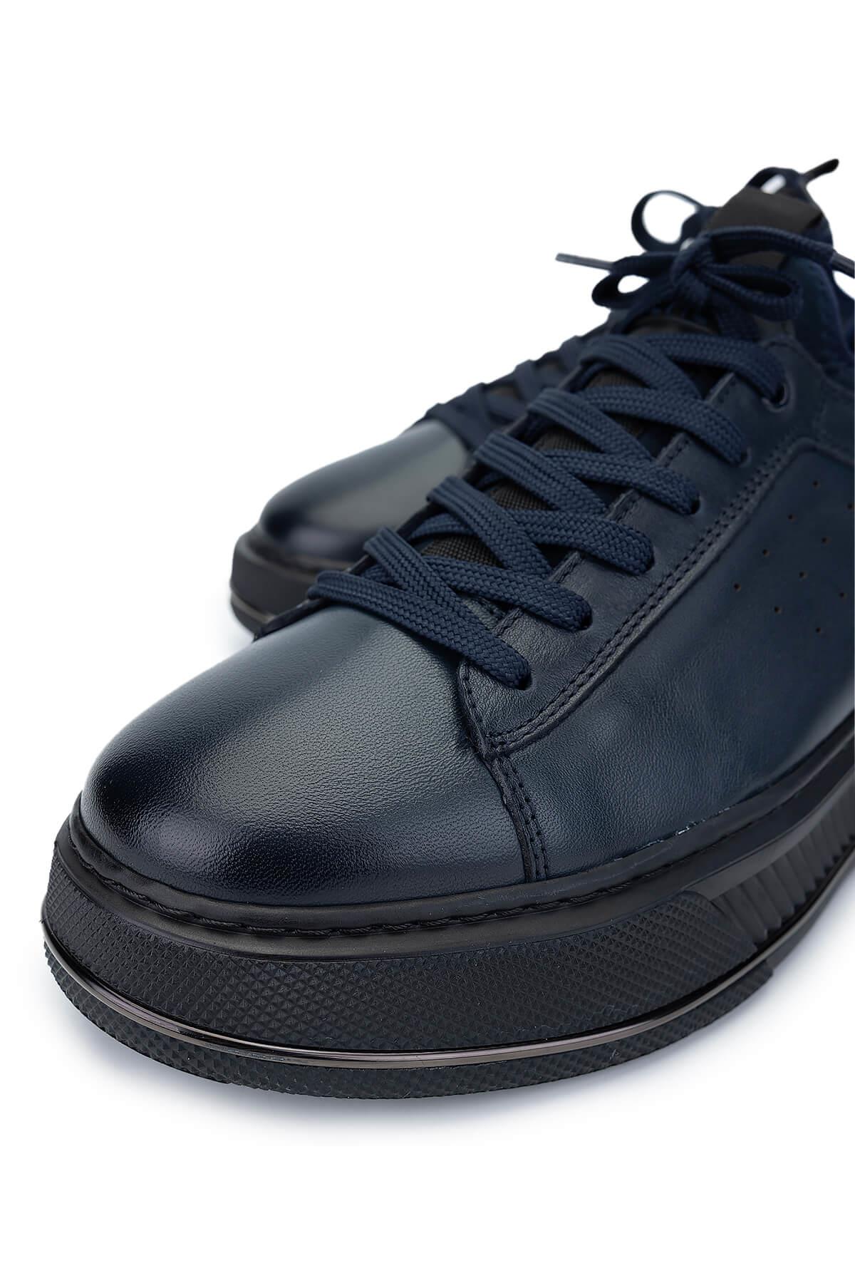 Tamer Tanca Erkek Hakiki Deri Lacivert Sneakers & Spor Ayakkabı
