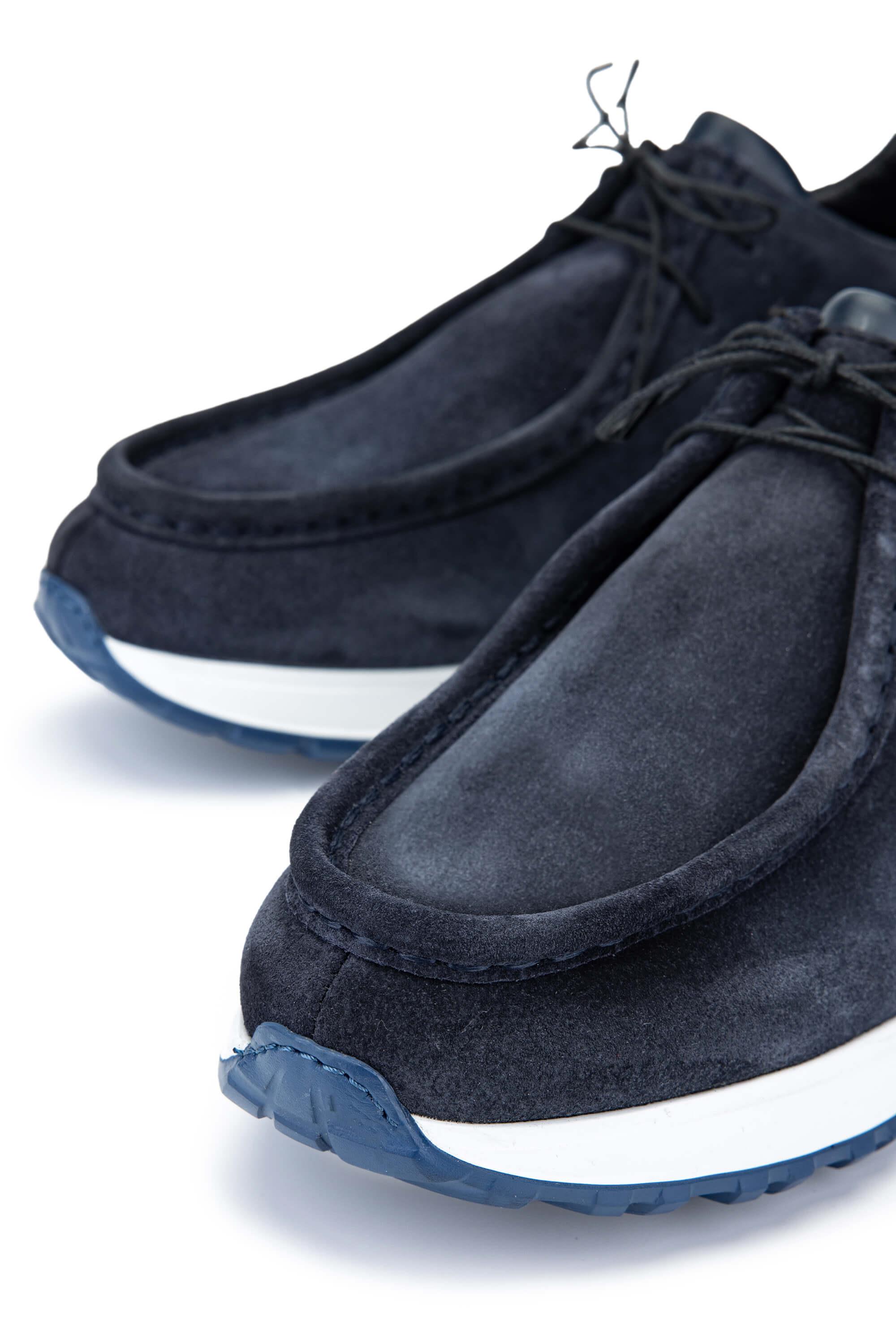 Tamer Tanca Erkek Hakiki Deri Lacivert Süet Casual Ayakkabı