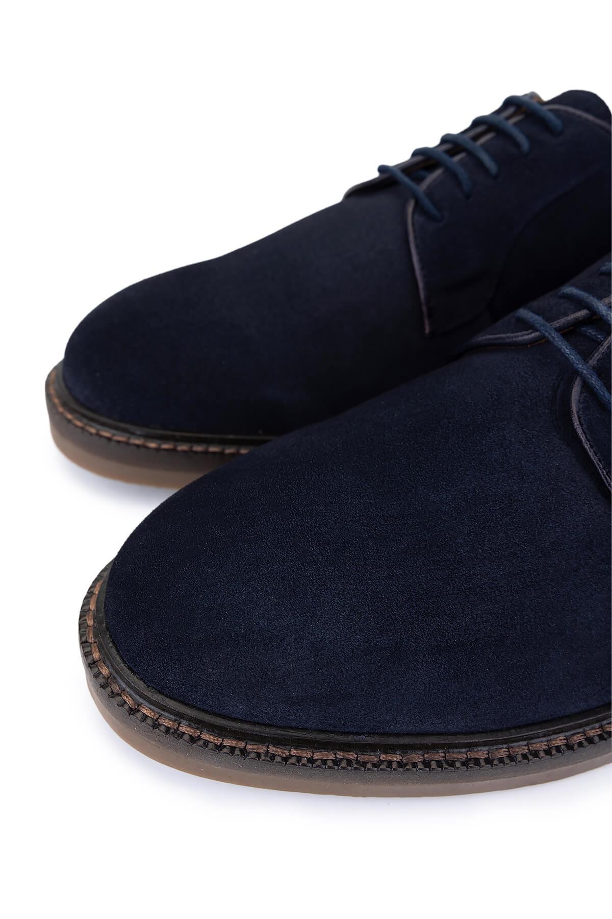 Tamer Tanca Erkek Hakiki Deri Lacivert Süet Casual Ayakkabı