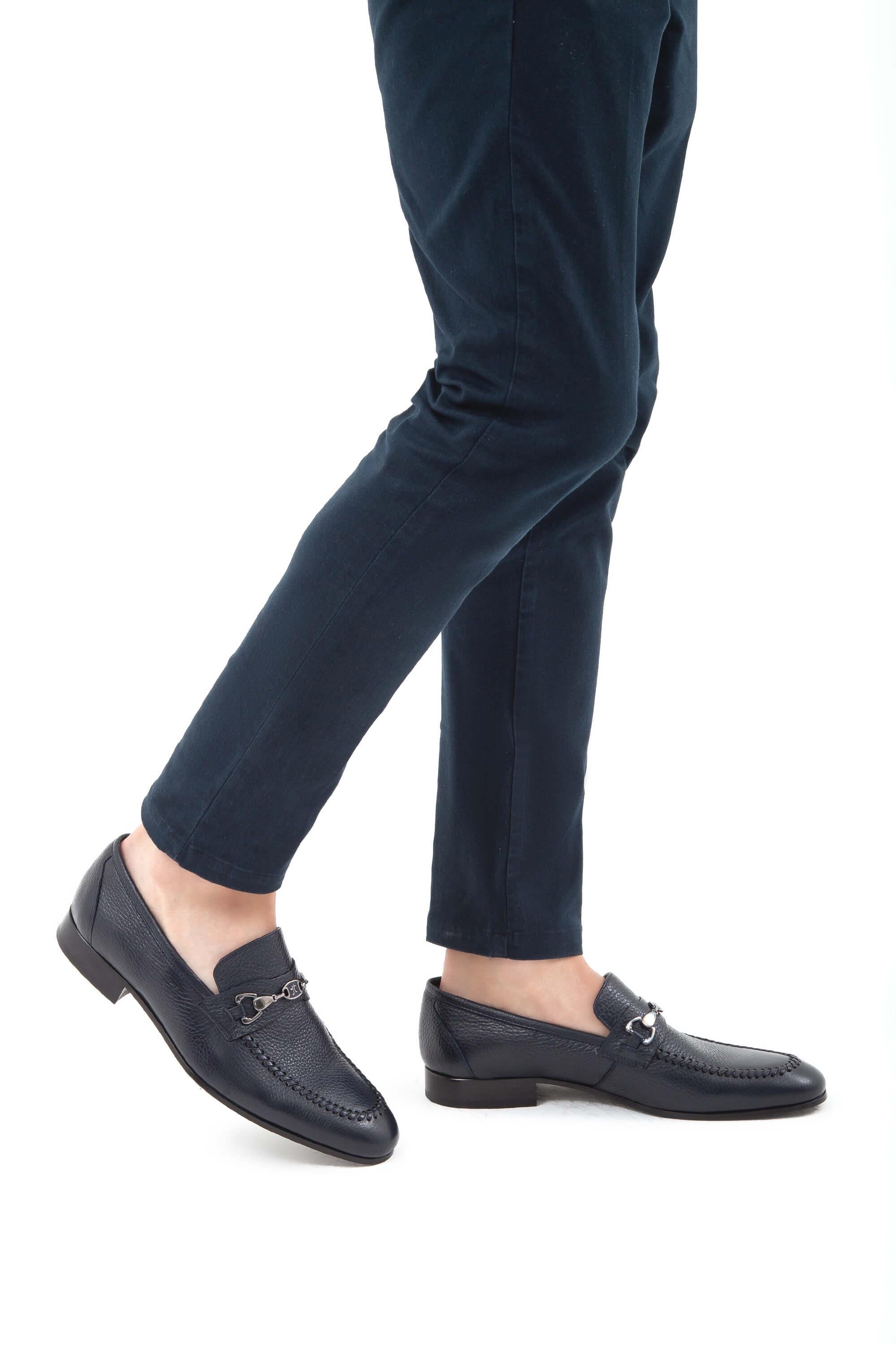 Tamer Tanca Erkek Hakiki Deri Lacivert Makosen Ayakkabı