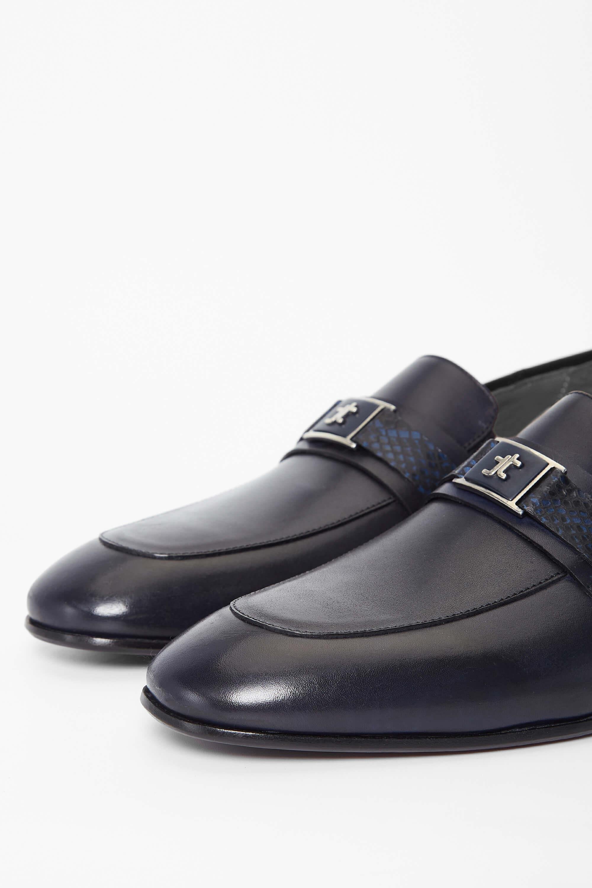 Tamer Tanca Erkek Hakiki Deri Lacivert Loafer Ayakkabı