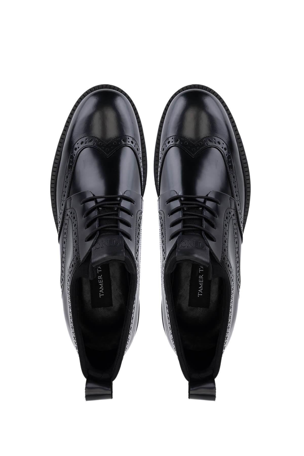 Tamer Tanca Erkek Hakiki Deri Siyah Açma Casual Ayakkabı