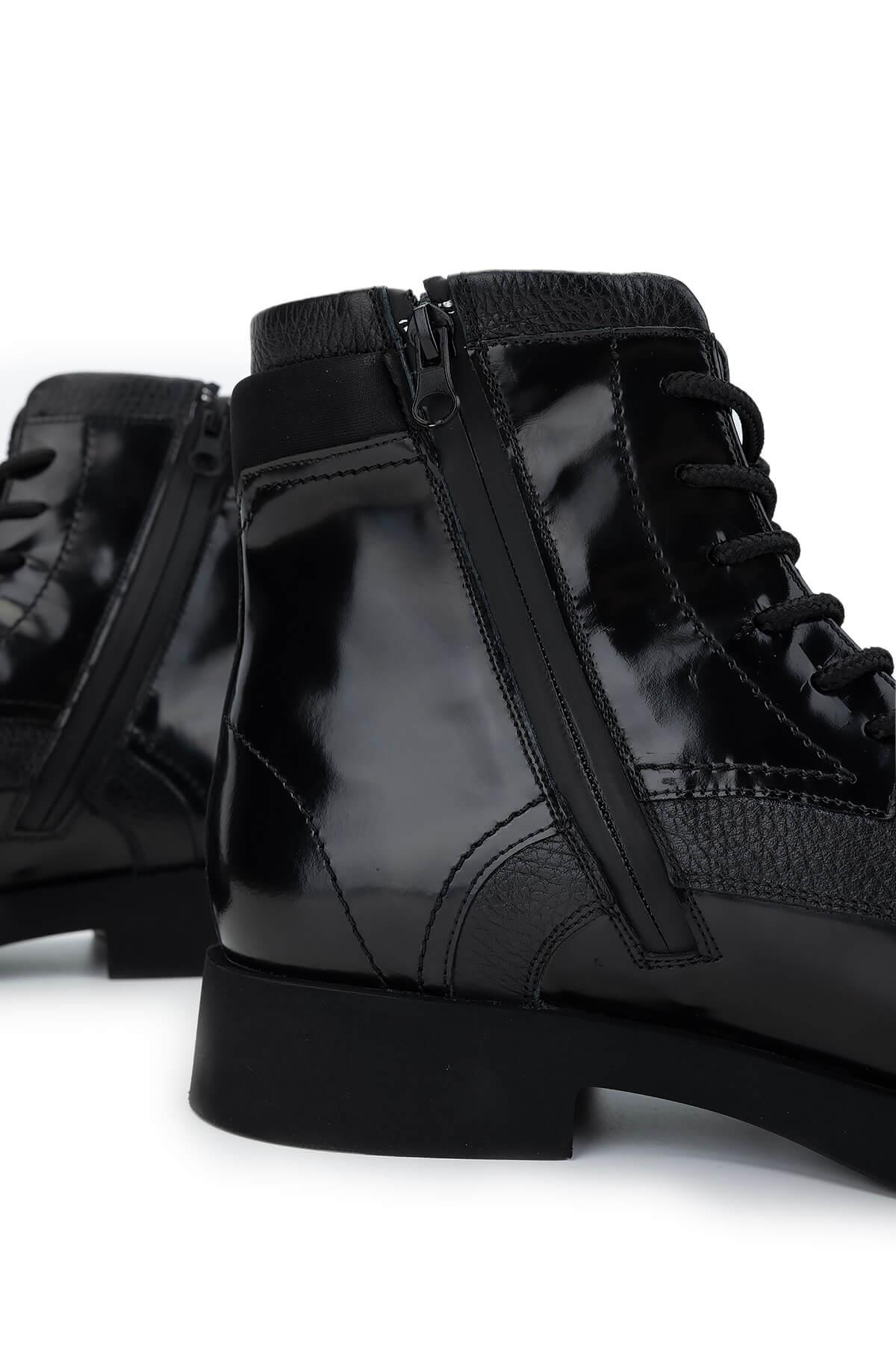 Tamer Tanca Erkek Hakiki Deri Siyah Açma Casual Bot