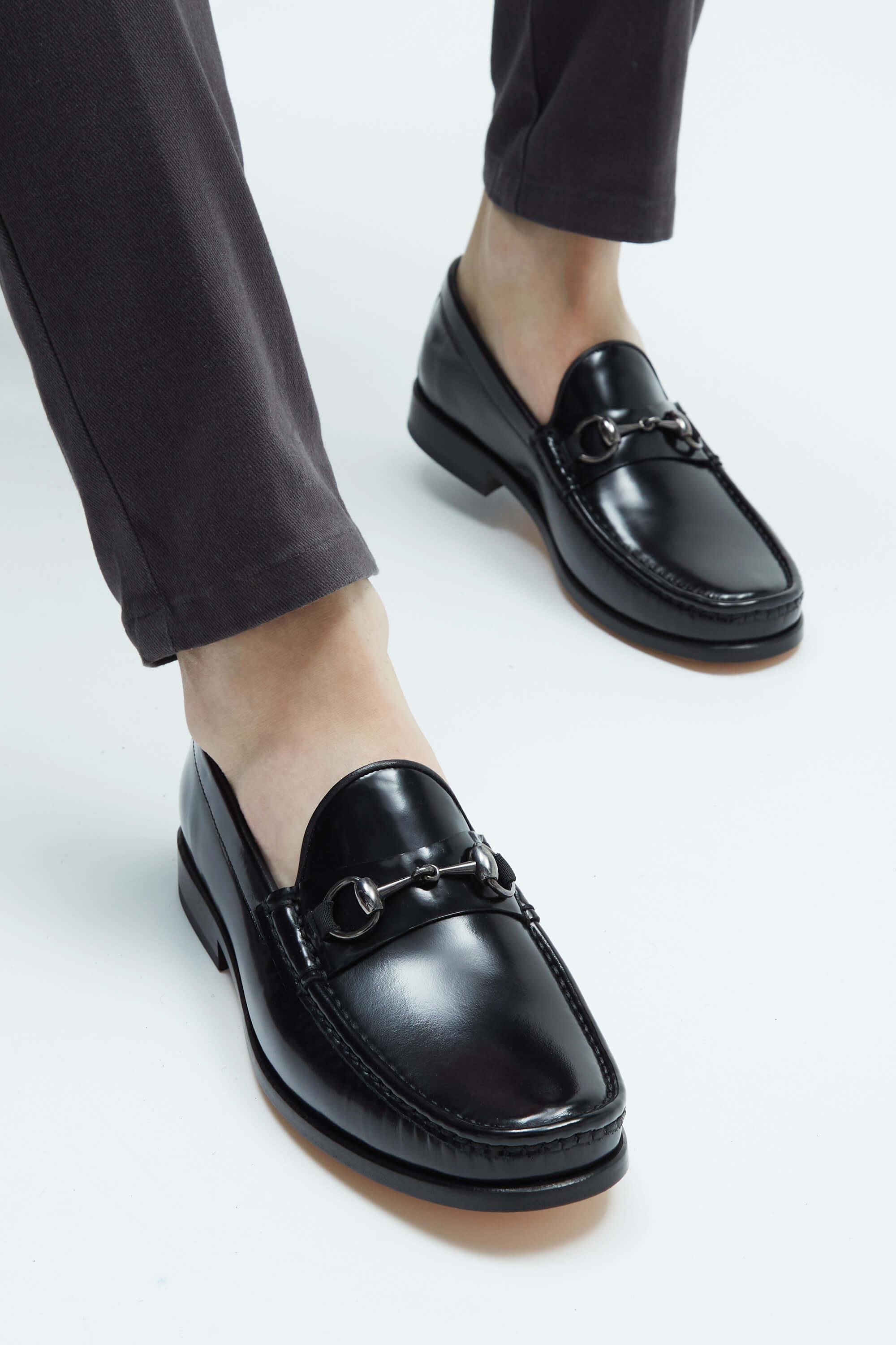 Tamer Tanca Erkek Hakiki Deri Siyah Açma Mokasen & Loafer Ayakkabı