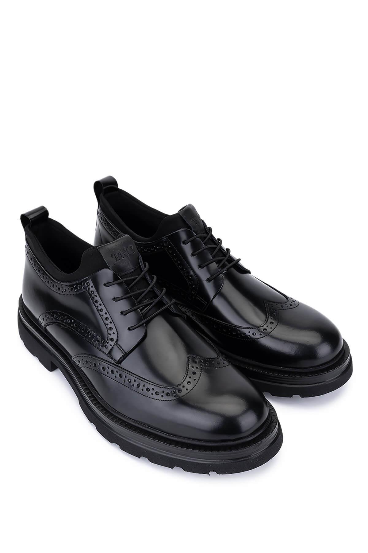 Tamer Tanca Erkek Hakiki Deri Siyah Açma Casual Ayakkabı