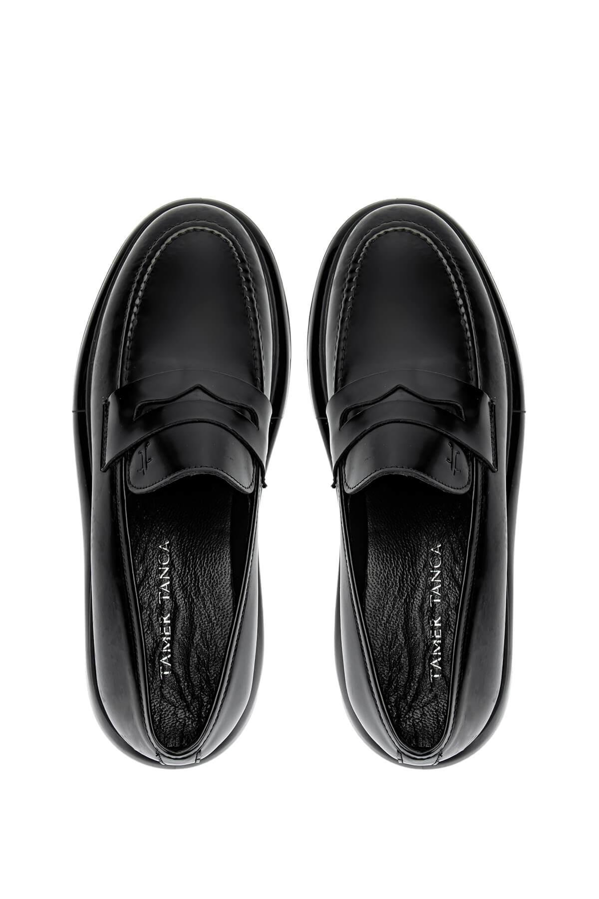 Tamer Tanca Erkek Hakiki Deri Siyah Açma Loafer Ayakkabı