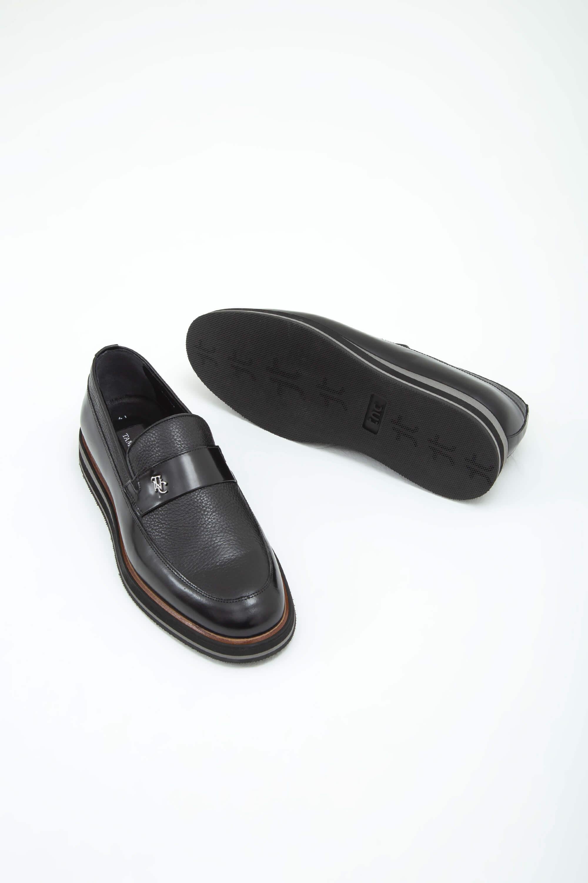 Tamer Tanca Erkek Hakiki Deri Siyah Açma Casual Ayakkabı