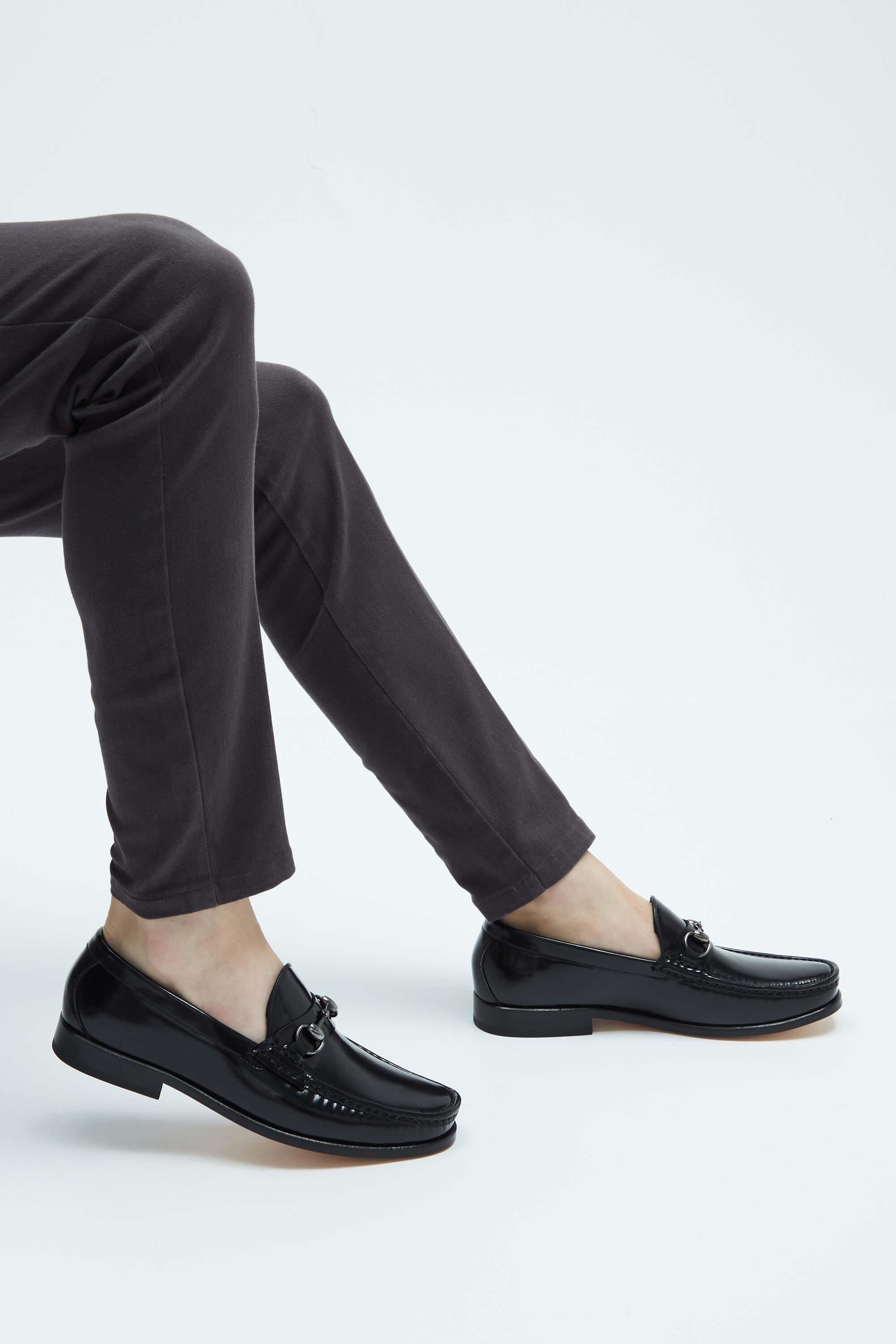 Tamer Tanca Erkek Hakiki Deri Siyah Açma Mokasen & Loafer Ayakkabı