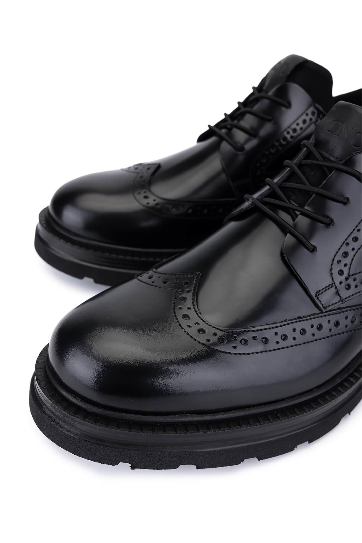 Tamer Tanca Erkek Hakiki Deri Siyah Açma Casual Ayakkabı