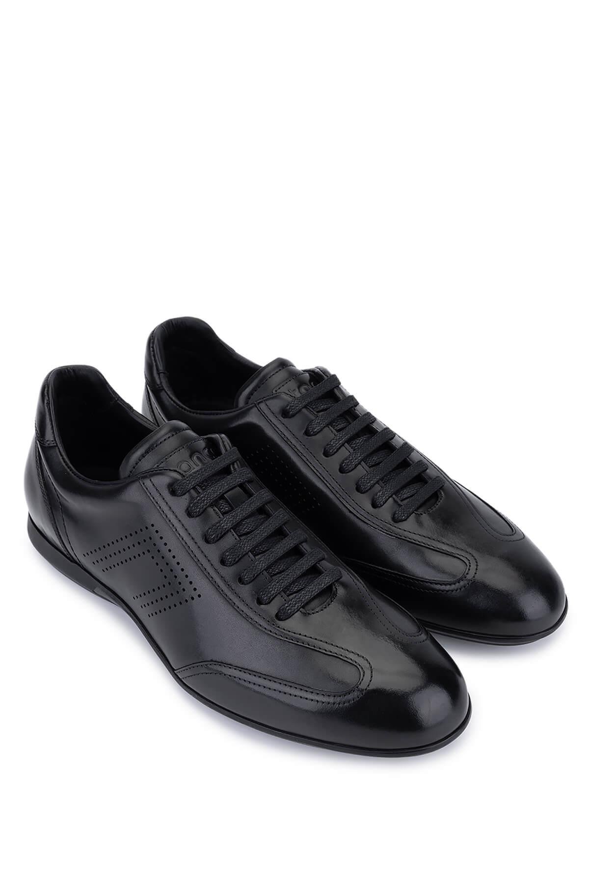 Tamer Tanca Erkek Hakiki Deri Siyah Antik Casual Ayakkabı