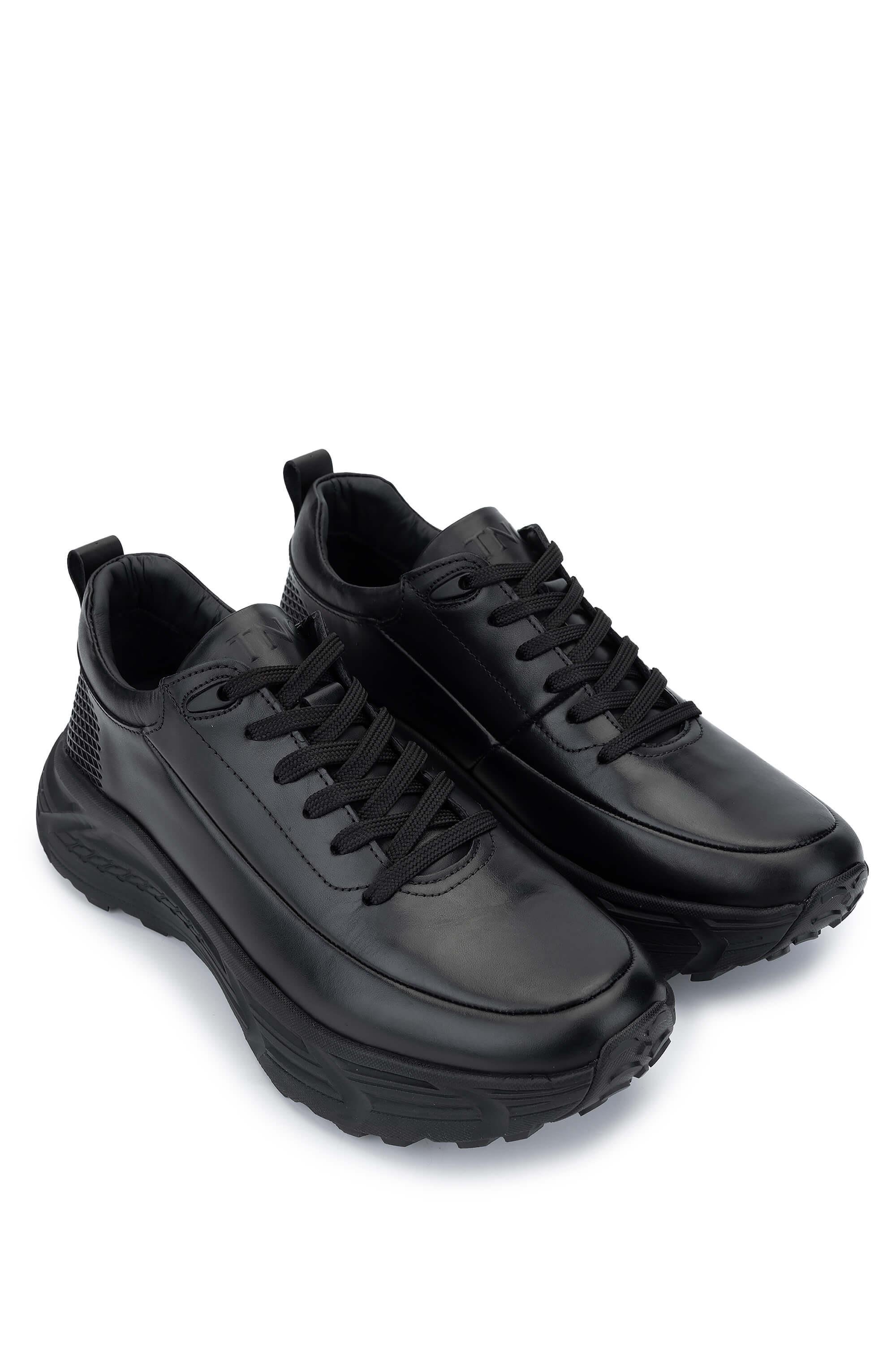 Tamer Tanca Erkek Hakiki Deri Siyah Antik Sneakers & Spor Ayakkabı