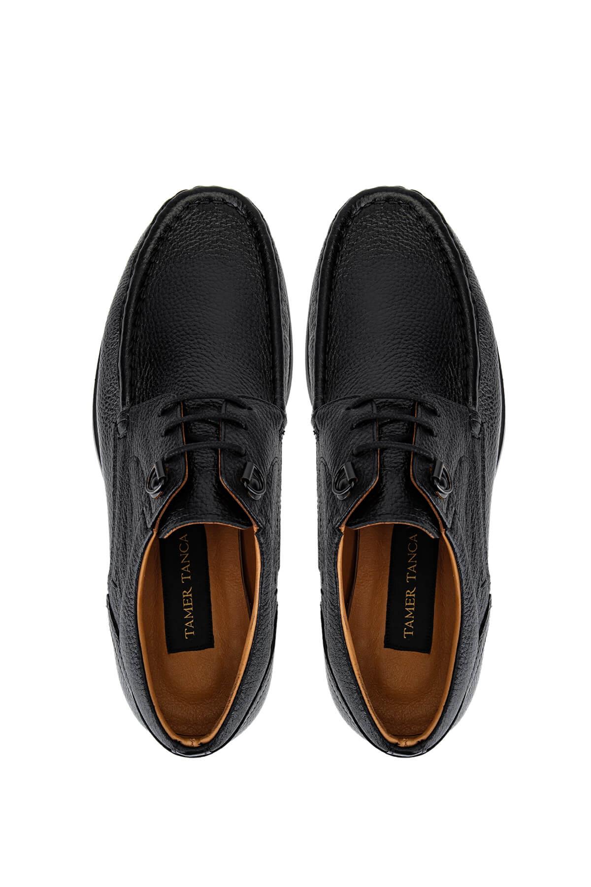 Tamer Tanca Erkek Hakiki Deri Siyah Casual Ayakkabı