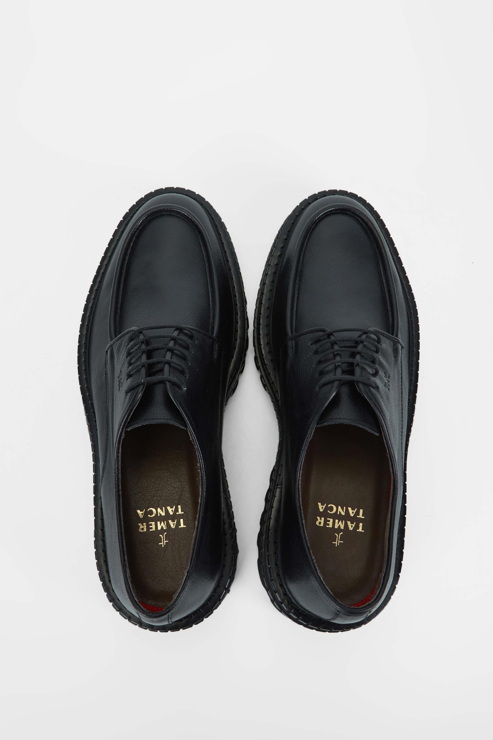 Tamer Tanca Erkek Hakiki Deri Siyah Casual Ayakkabı