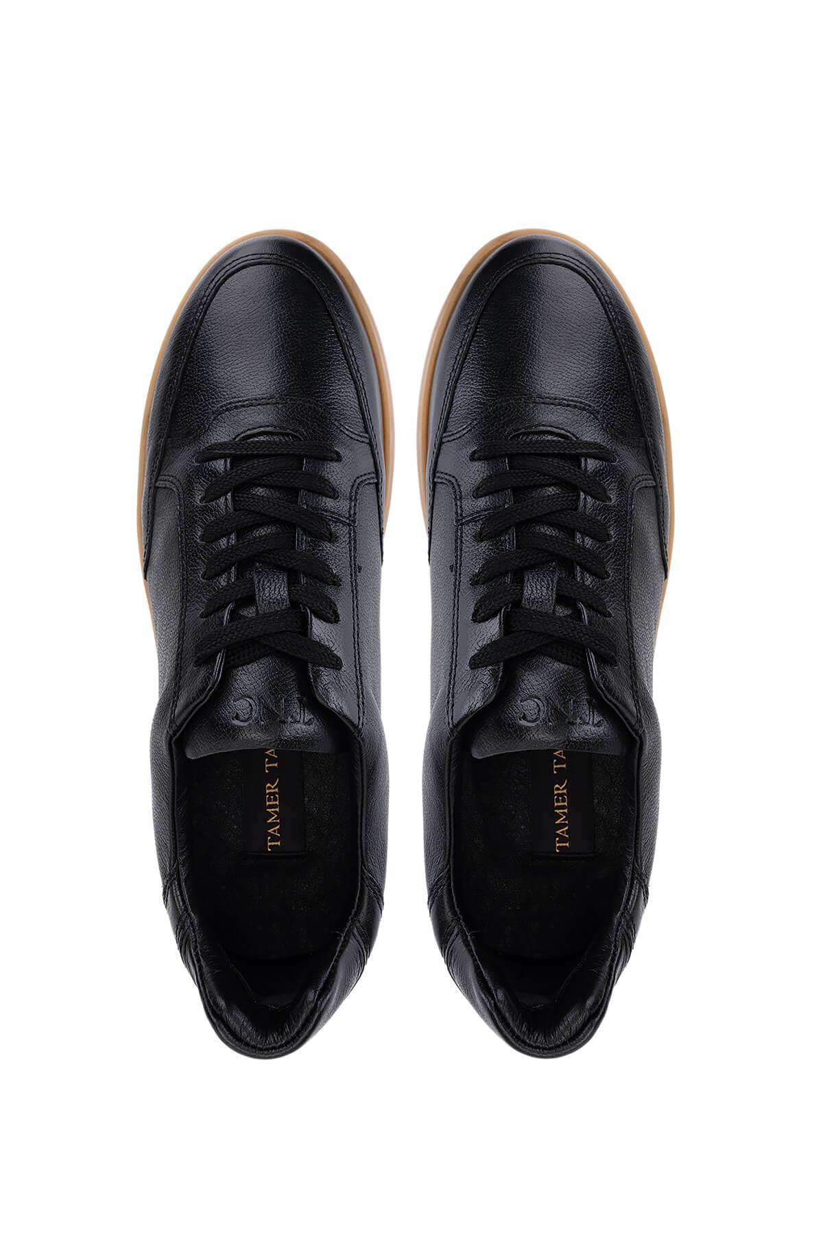 Tamer Tanca Erkek Hakiki Deri Siyah Casual Ayakkabı