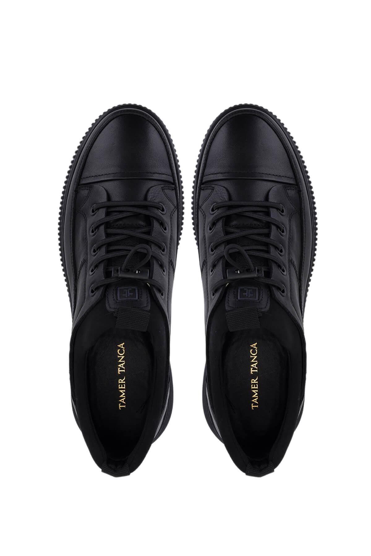 Tamer Tanca Erkek Hakiki Deri Siyah Casual Ayakkabı