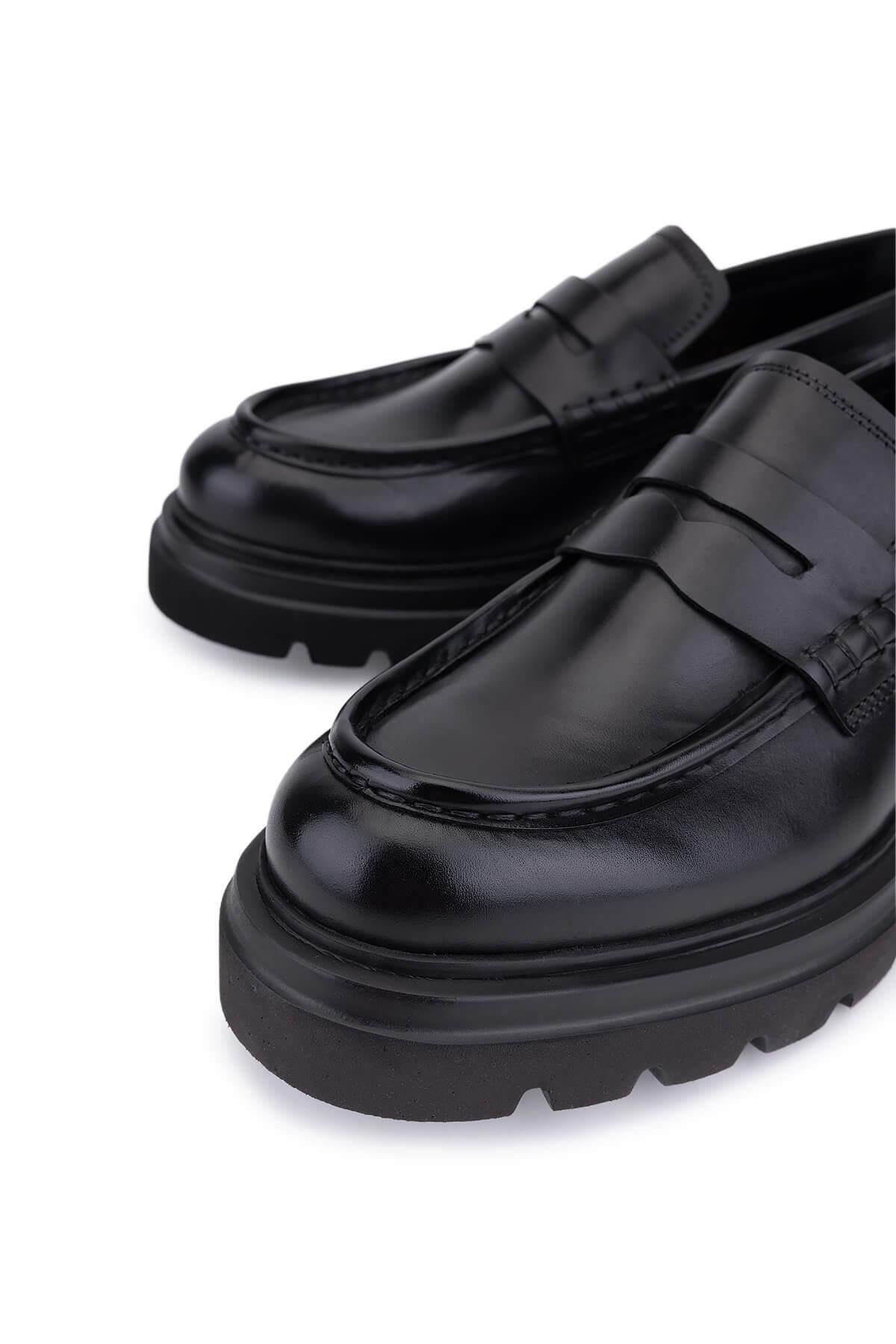 Tamer Tanca Erkek Hakiki Deri Siyah Casual Ayakkabı