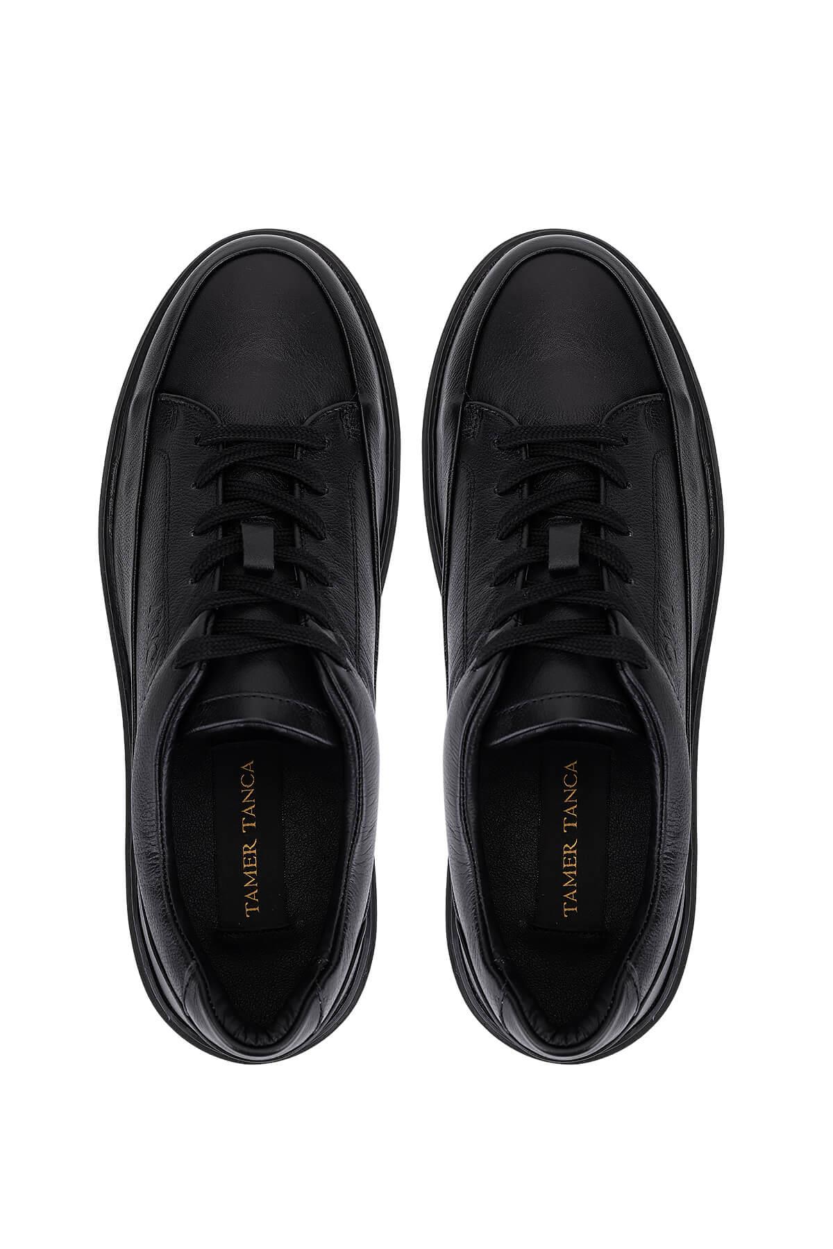 Tamer Tanca Erkek Hakiki Deri Siyah Casual Ayakkabı
