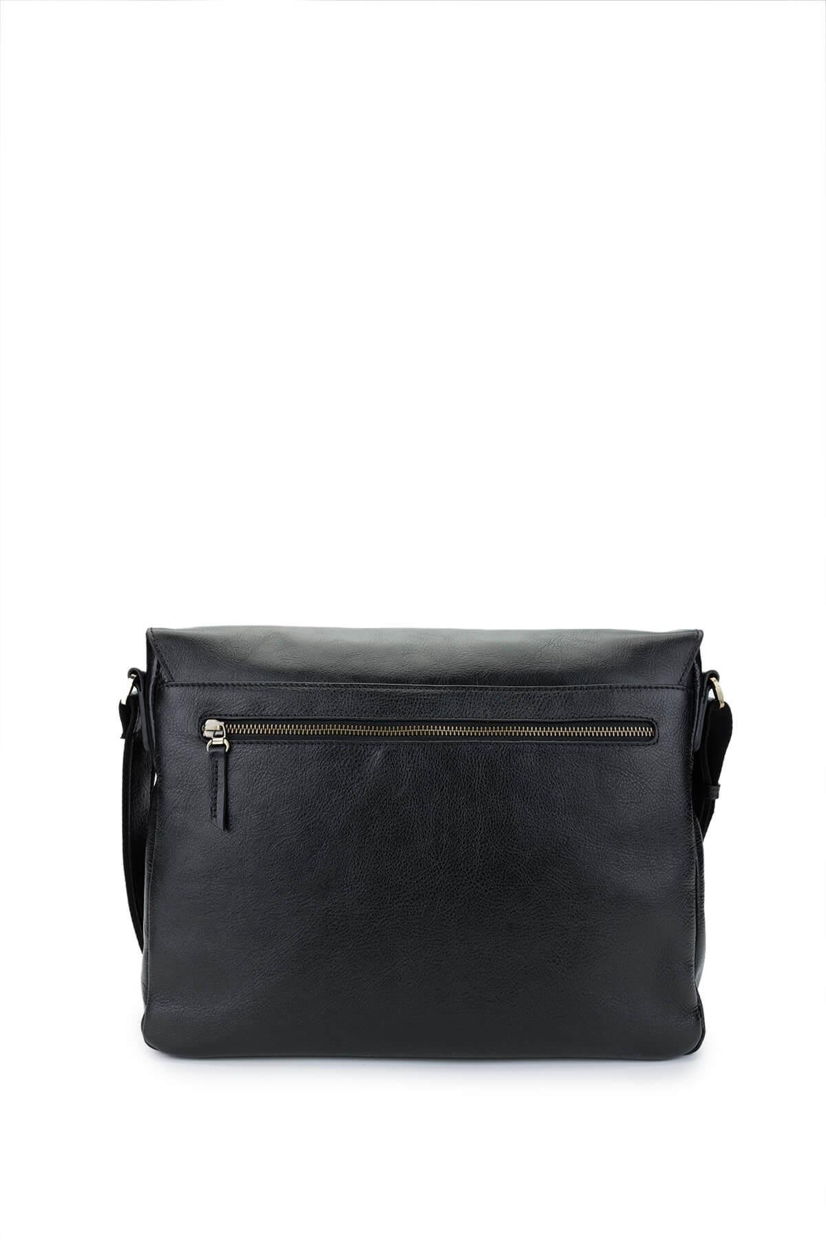 Tamer Tanca Erkek Hakiki Deri Siyah Deri Postacı Çanta