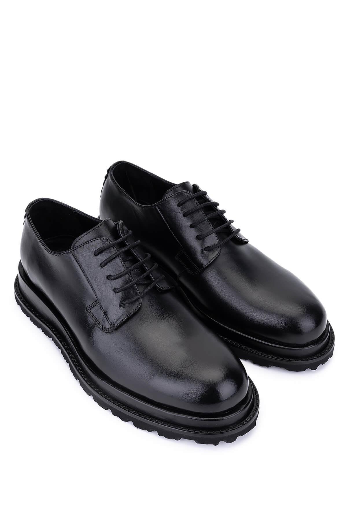 Tamer Tanca Erkek Hakiki Deri Siyah Deri Casual Ayakkabı