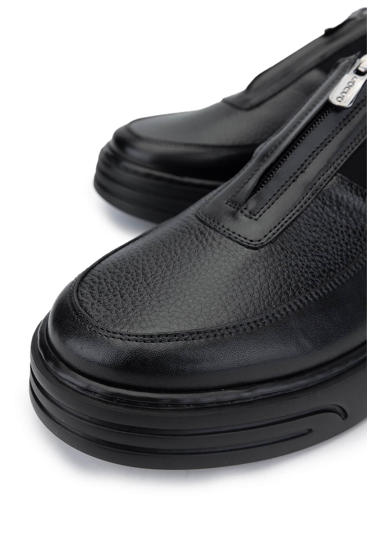 Tamer Tanca Erkek Hakiki Deri Siyah Deri Casual Ayakkabı