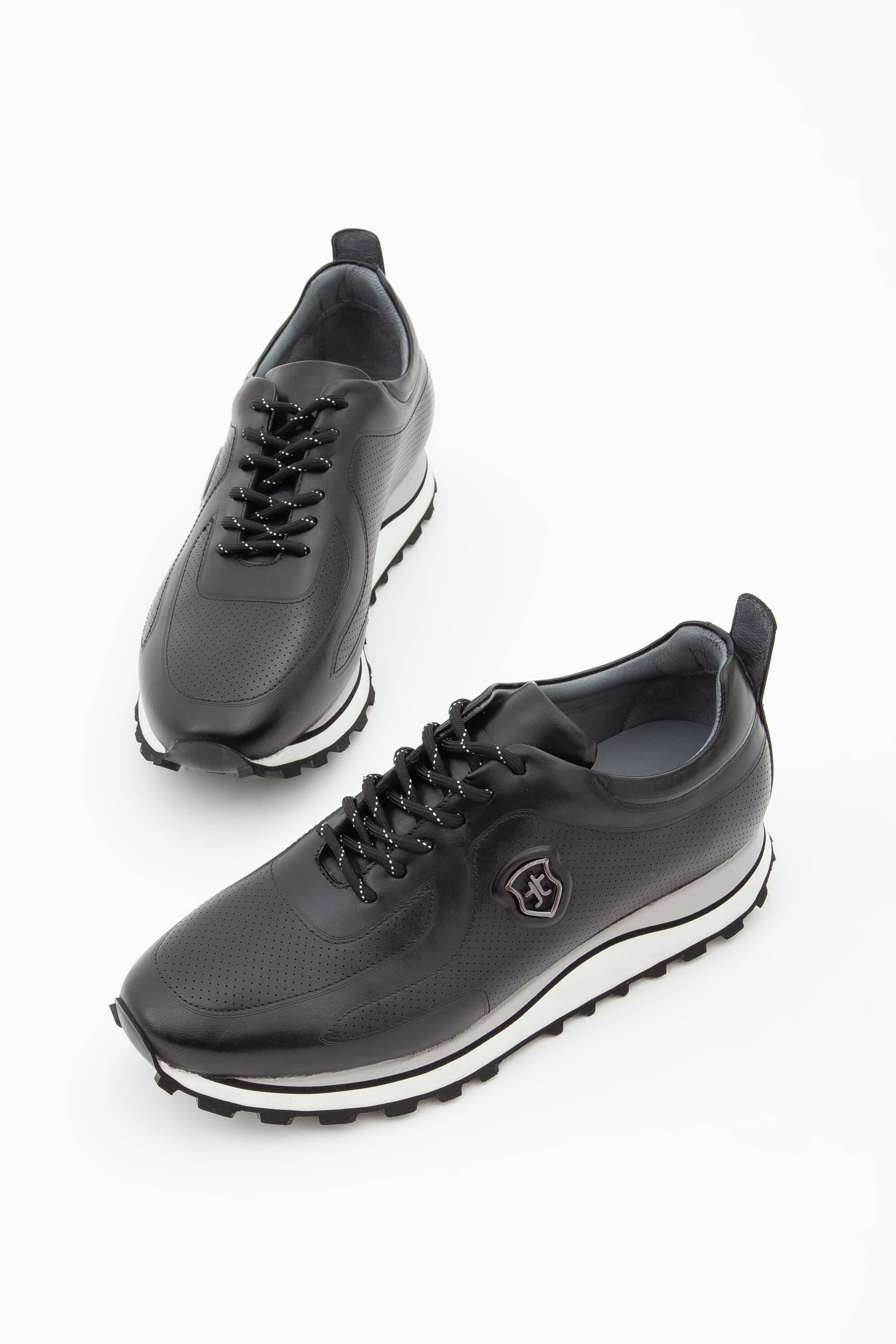 Tamer Tanca Erkek Hakiki Deri Siyah Deri Casual Ayakkabı