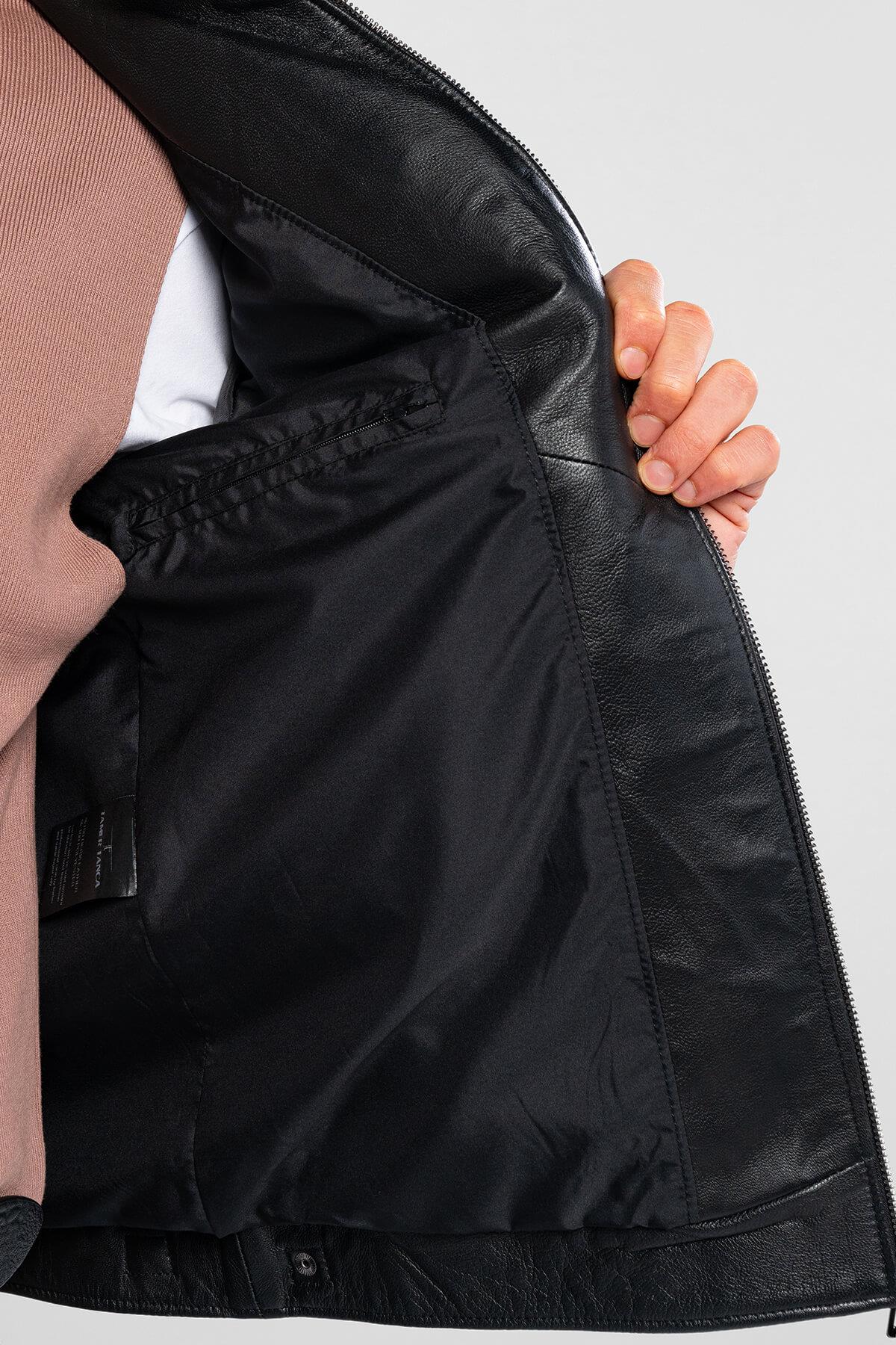 Tamer Tanca Erkek Hakiki Deri Siyah Deri Deri Mont