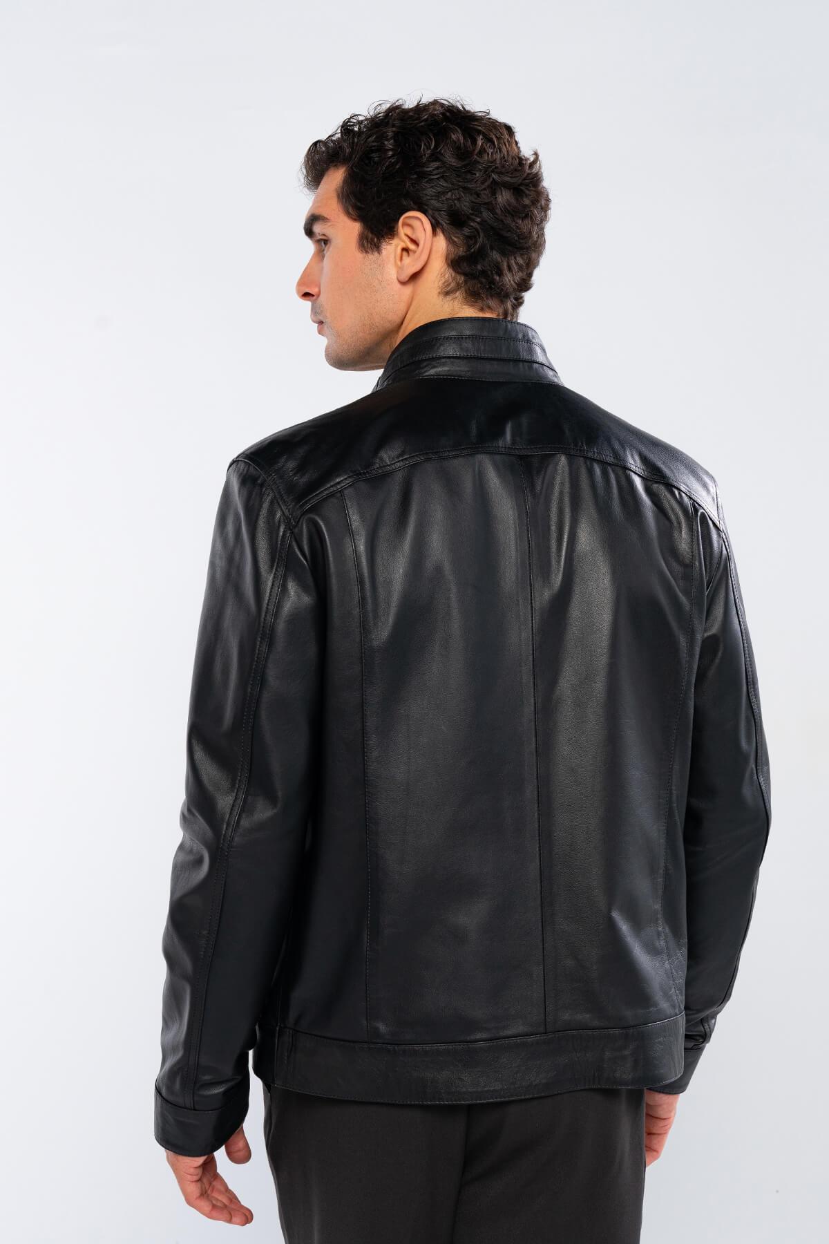 Tamer Tanca Erkek Hakiki Deri Siyah Deri Mont