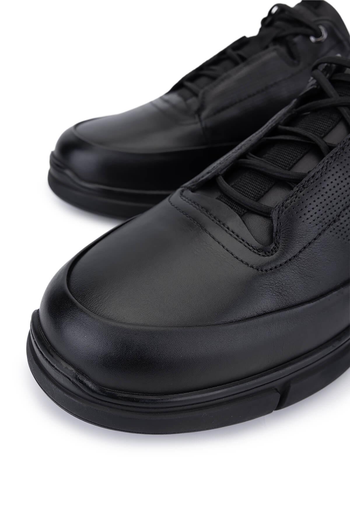 Tamer Tanca Erkek Hakiki Deri Siyah Deri Casual Ayakkabı