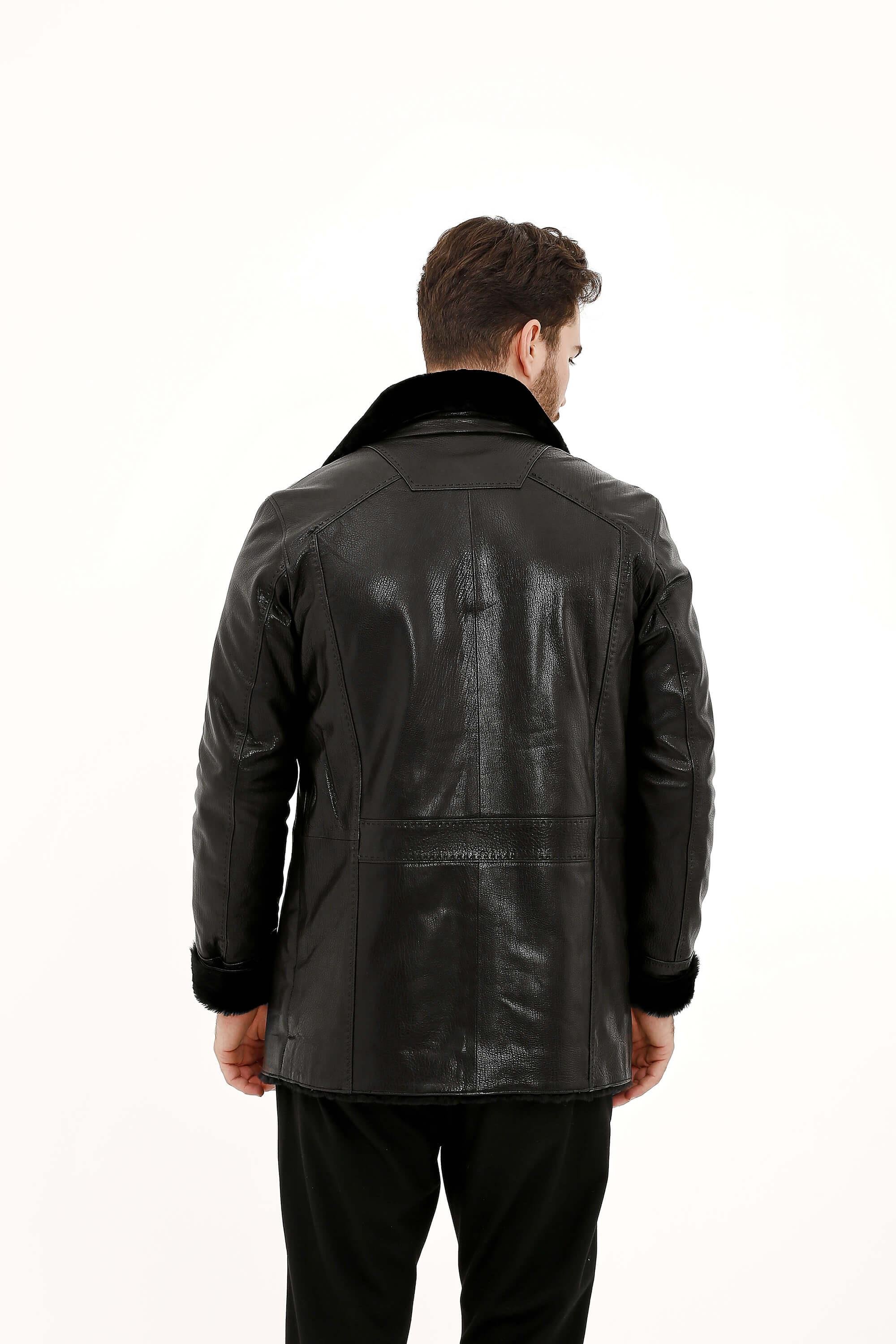 Tamer Tanca Erkek Hakiki Deri Siyah Deri Mont