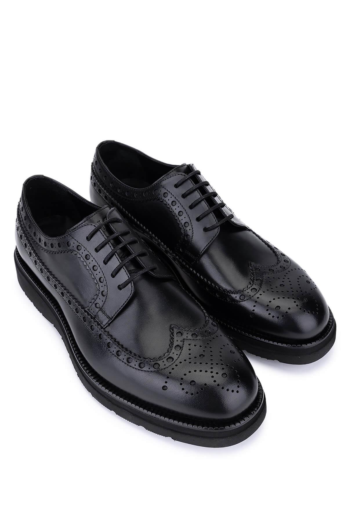 Tamer Tanca Erkek Hakiki Deri Siyah Deri Casual Ayakkabı