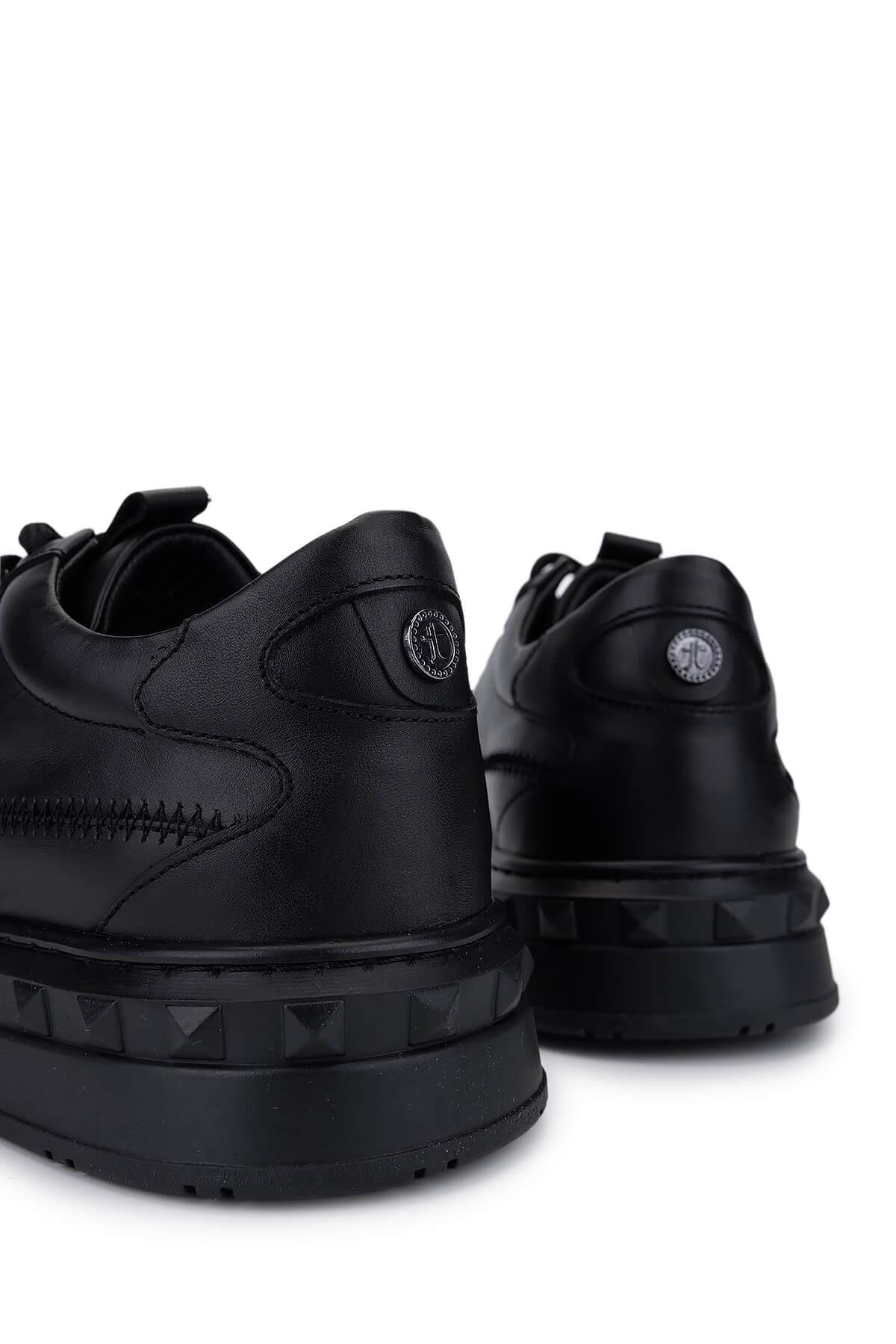 Tamer Tanca Erkek Hakiki Deri Siyah Deri Sneakers & Spor Ayakkabı